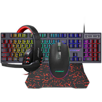 Tadow Gaming-Headset,RGB-Tastatur und Maus 4-teiliges Set,104 Tasten Tastatur- und Headset-Set, Kabelgebundenes Tastatur- und Maus-Set
