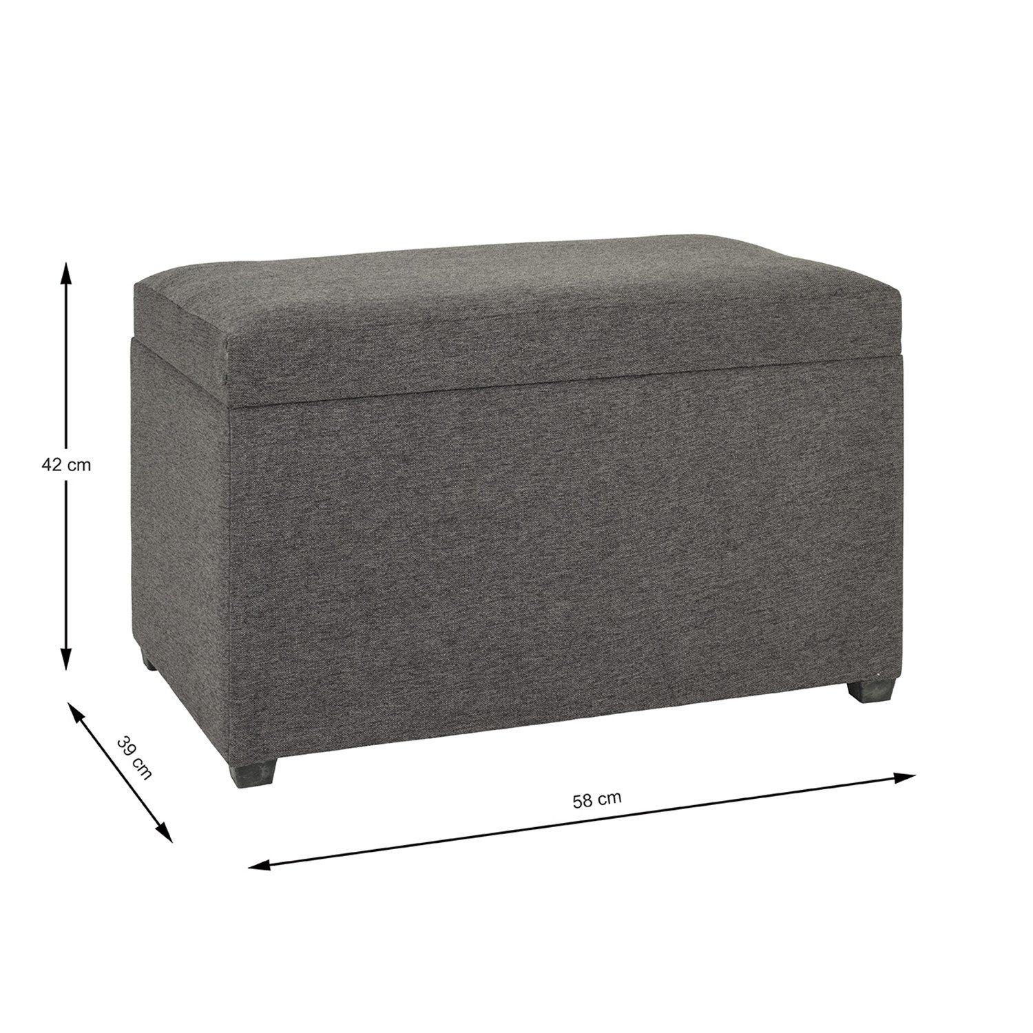 HAKU Sitztruhe Truhe - anthrazit - MDF, Textilgewebe - H. 42cm x B. 58cm - Sitzbank (1xSitztruhe, Deckelbank - Truhenbank), Banktruhe - Truhenbank - Sitzkiste - Kistenbank
