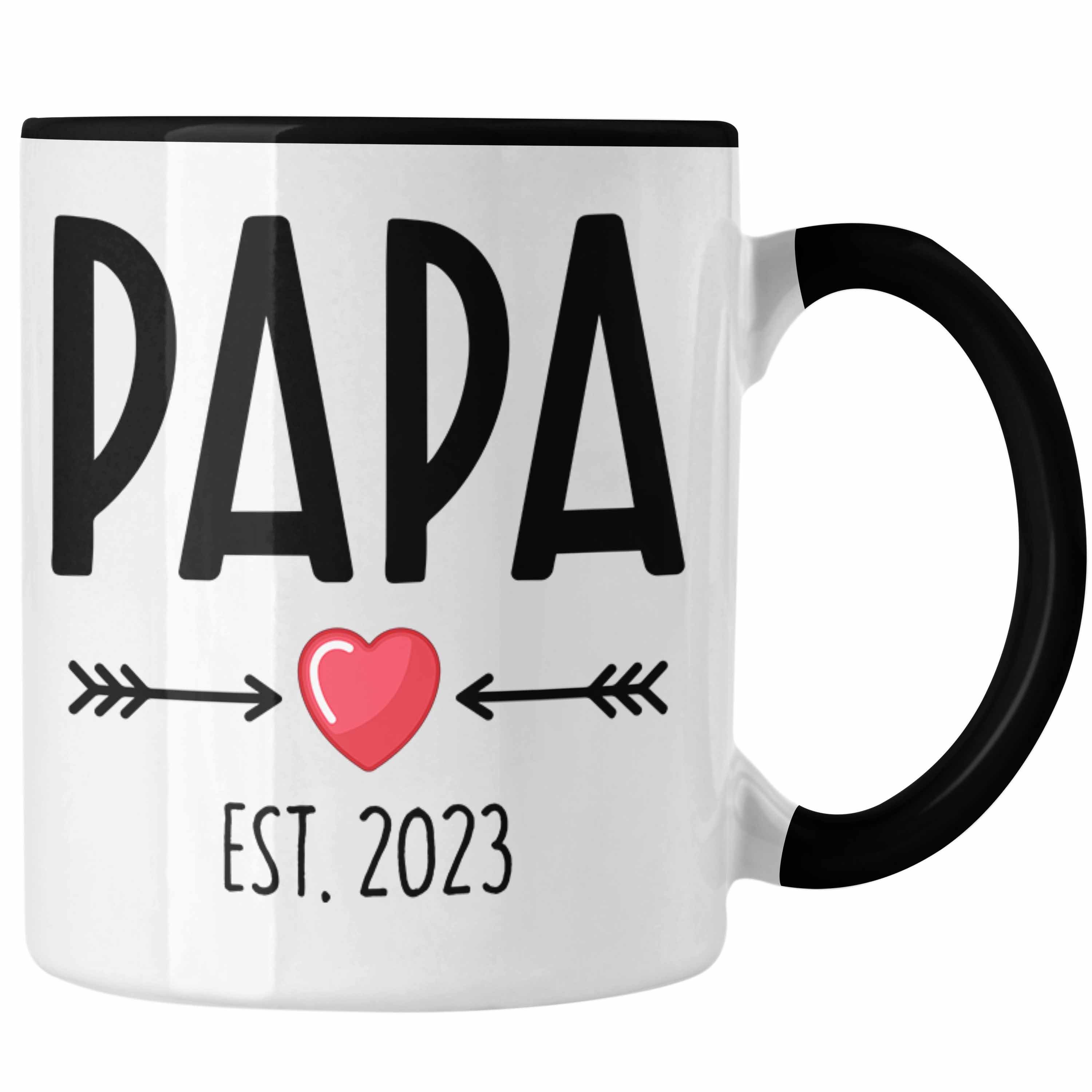 Trendation Tasse Trendation - Du Wirst Papa 2023 Tasse Geschenk Schwangerschaft Schwarz