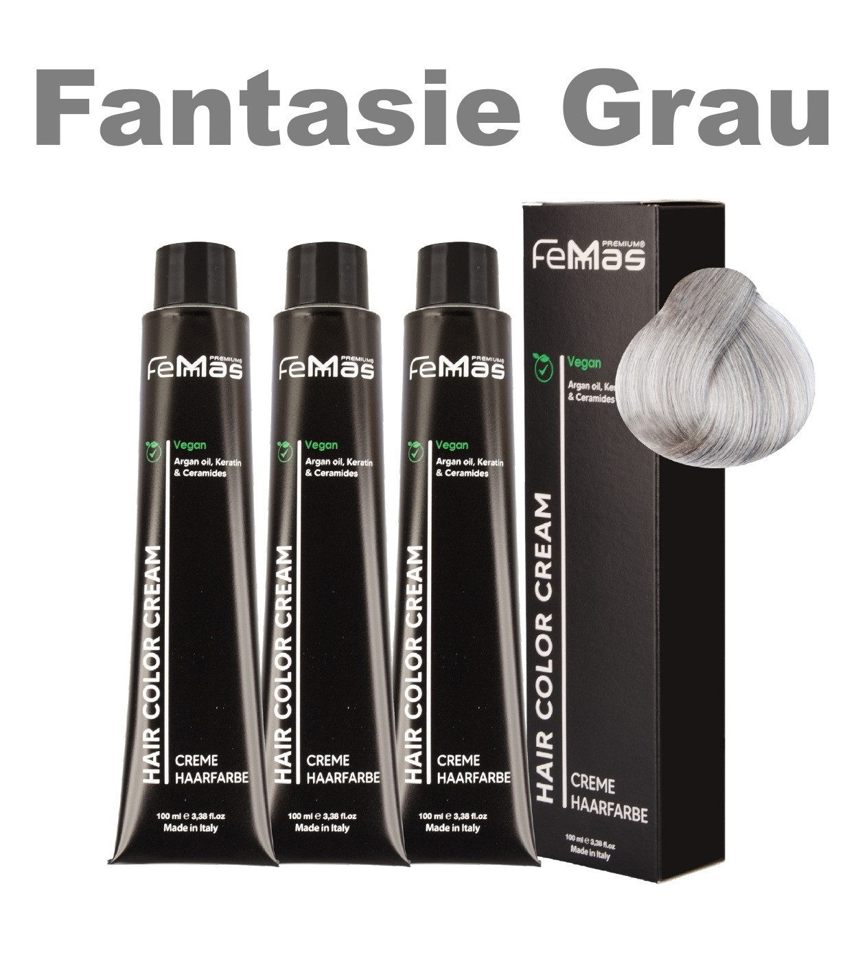 Femmas Premium Haarfarbe FemMas professionelle Haarfarbe mit Arganöl 3 x 100 ml