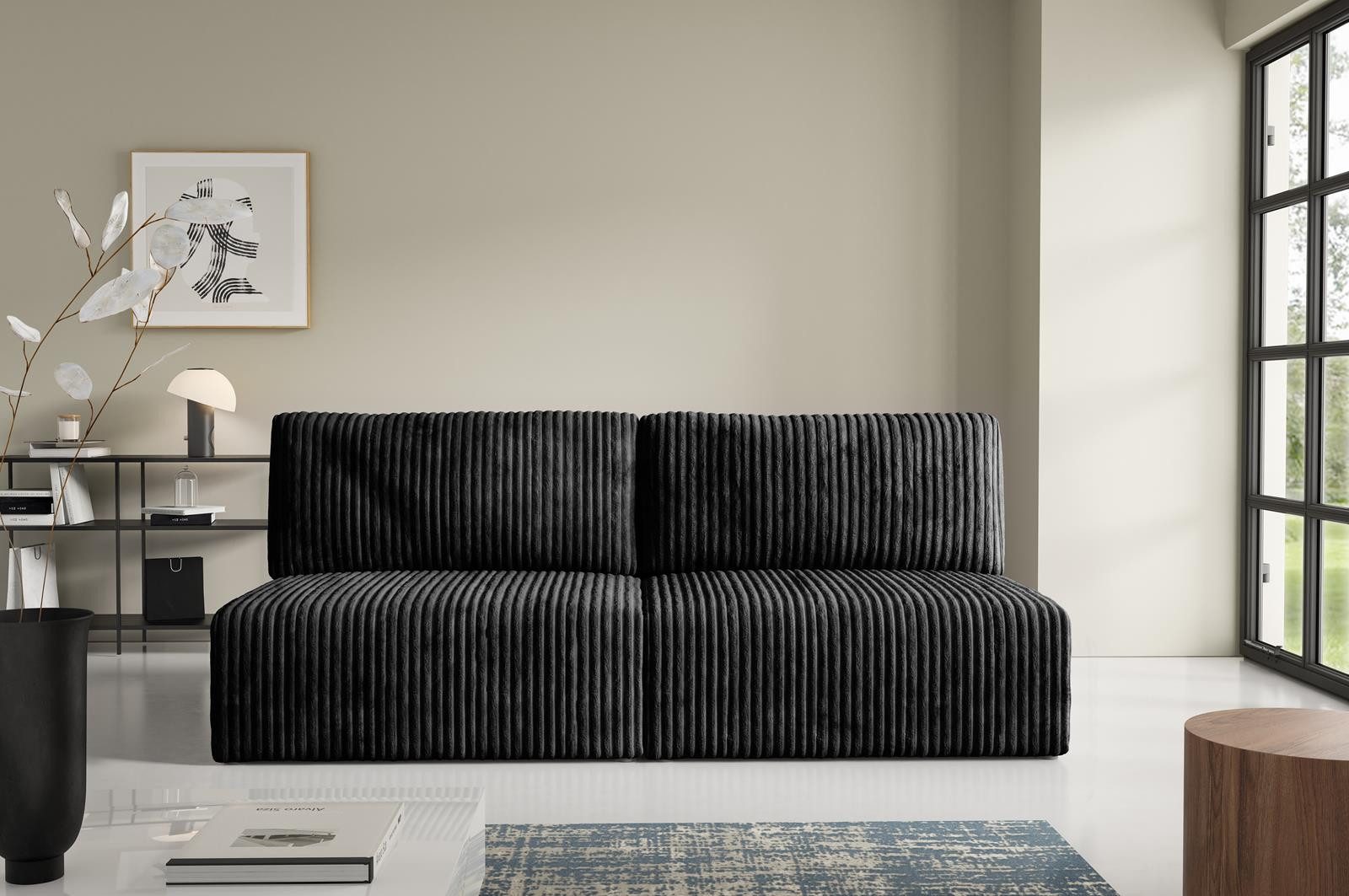 Compleo Schlafsofa klein, Cordsofa ohne Armlehnen, günstig online kaufen