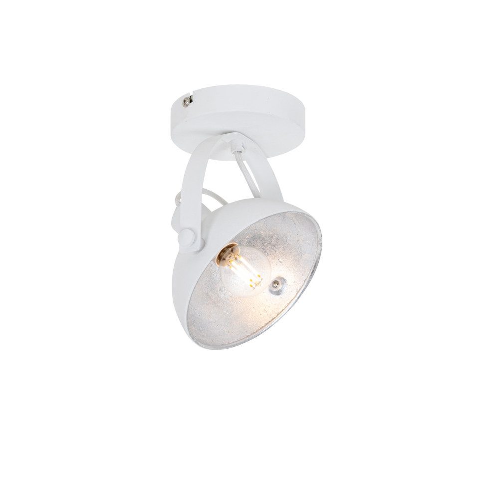 Qazqa LED Aufbaustrahler Magnax, ohne Leuchtmittel, E14, Weiß, Industrie, Stahl, 1-flammig