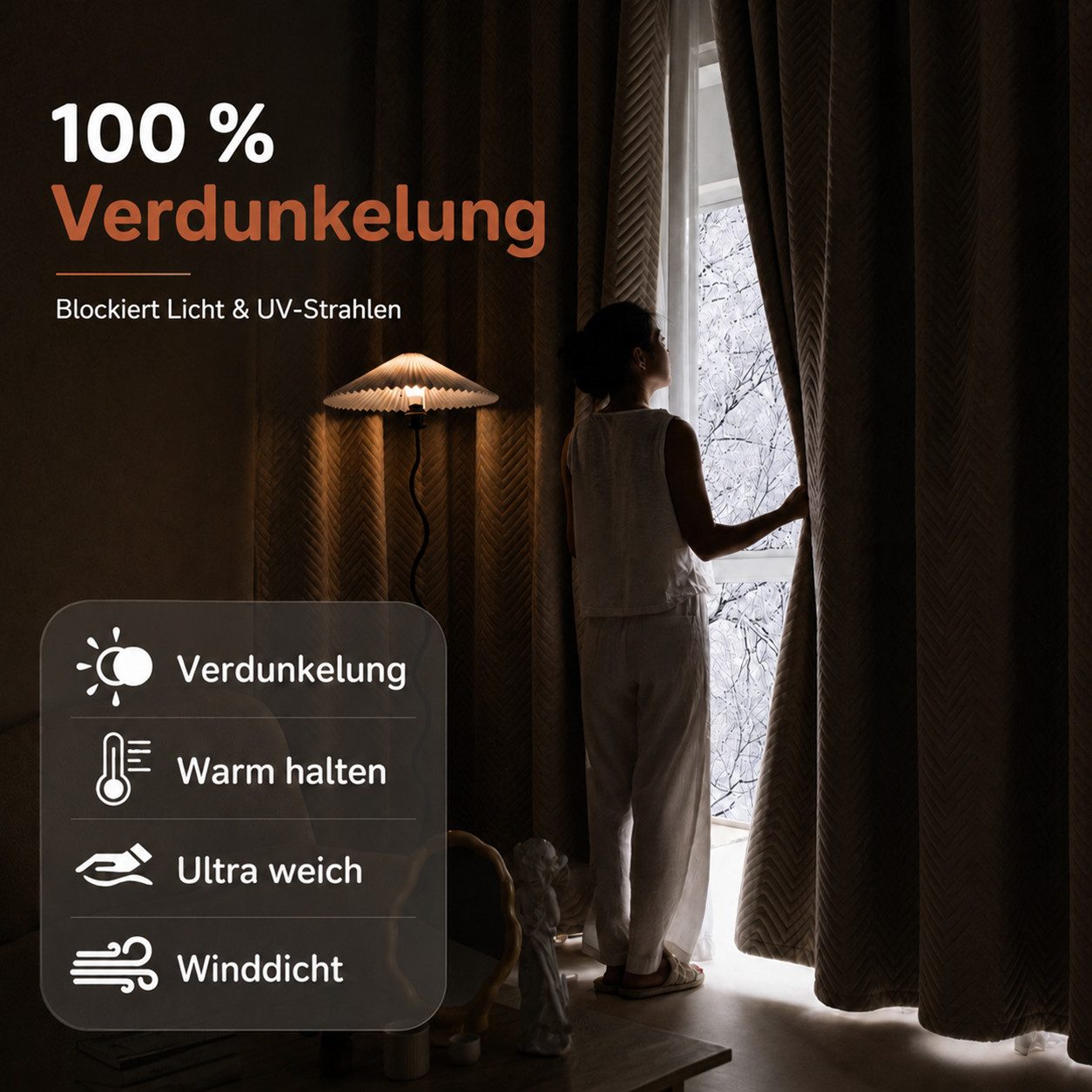 LMaxhome Verdunkelungsvorhang Verdunkelungsvorhang Thermovorhang, 3-lagig, 600 g/m²,100 % blickdicht (2 St), Schallreduzierend & wärmeisolierend für Wohn-, Schl – Bild 3 von 5
