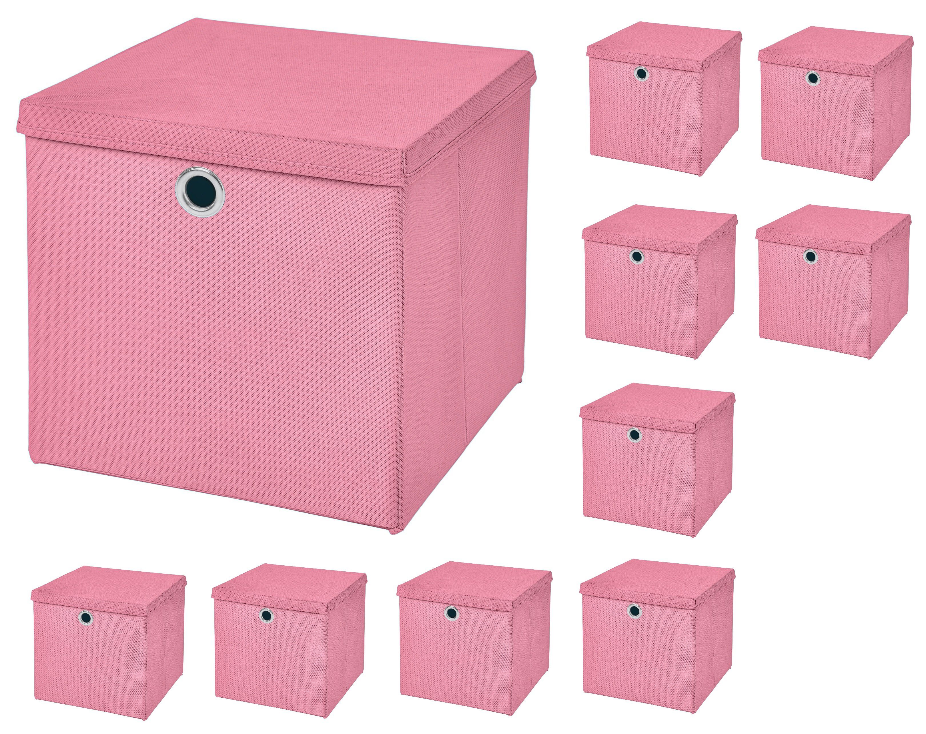 StickandShine Aufbewahrungsbox 10 Stück Faltboxen 28 x 28 x 28 cm faltbar mit Deckel Aufbewahrungsbox in verschiedenen Farben (10er SET 28x28x28) 28cm