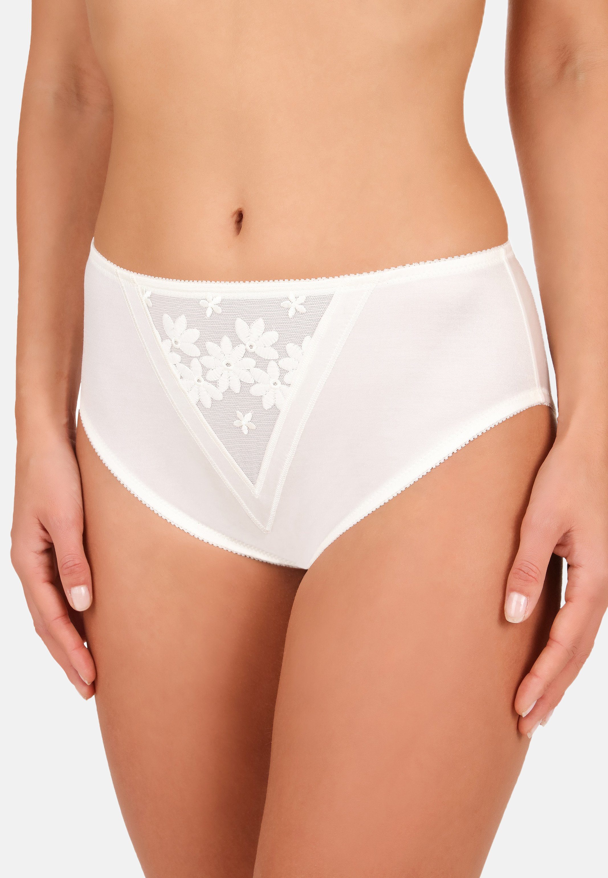 Felina Hüftslip Swiss Broderie (1-St) Hüftslip - Blumen-Stickerei auf der Vorderseite Naturell