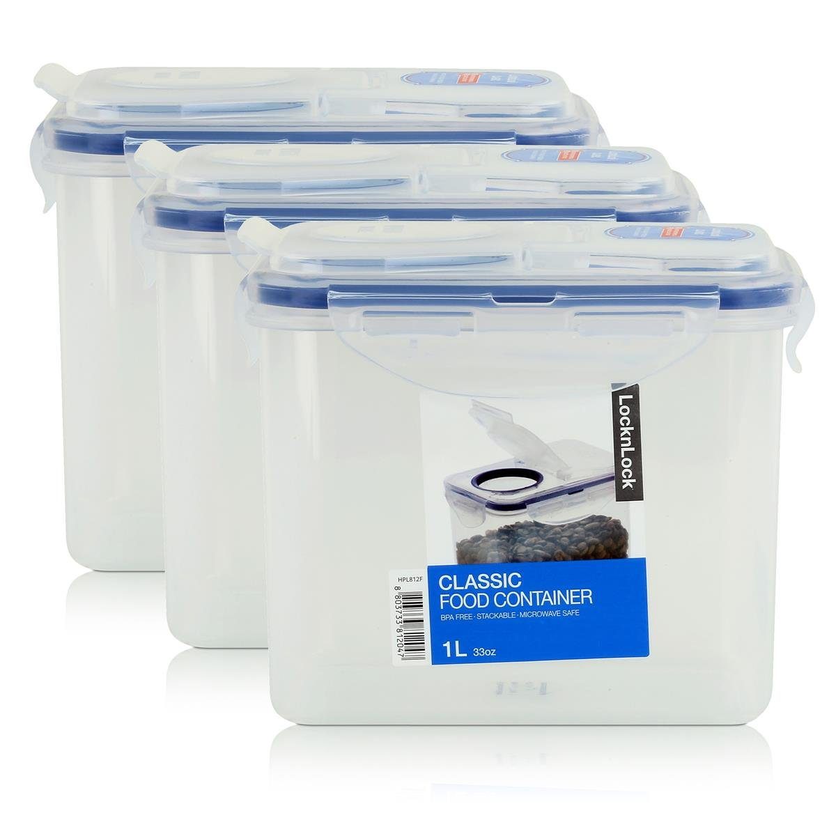 LocknLock Vorratsdose LocknLock Classic HPL812F Frischhaltedose 1L - Luft & Wasserdicht (3er, Kunststoff