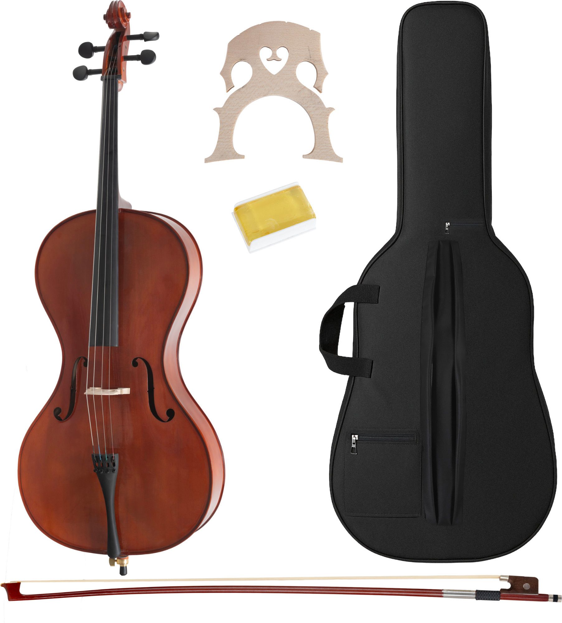 Classic Cantabile Cello CP-200 4/4 Antique Celloset - Einsteigerfreundlich und klangstark, inkl. Bogen, Kolofonium und gepolsterter Tragetasche, Vollmassiver Korpus für exzellenten Klang