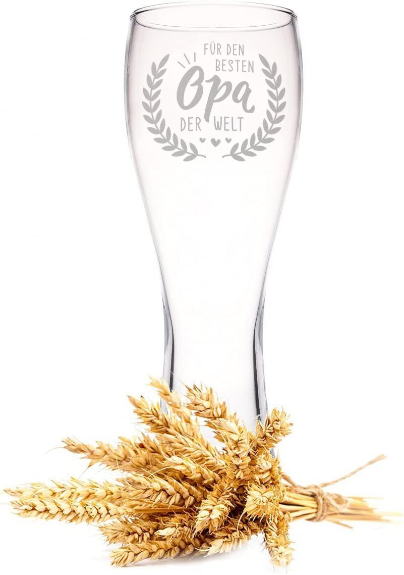 GRAVURZEILE Bierglas Leonardo Weizenglas mit Gravur - Für den besten Opa der Welt, Glas, Geschenk für Opa ideal zum Geburtstag Vatertag - 0,5l