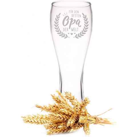 GRAVURZEILE Bierglas Leonardo Weizenglas mit Gravur - Für den besten Opa der Welt, Glas, Geschenk für Opa ideal zum Geburtstag Vatertag - 0,5l