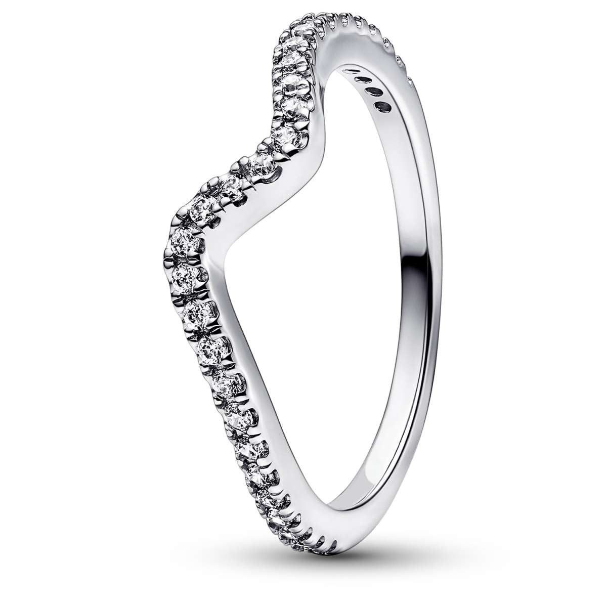 Pandora Silberring 192539C01, Damenring Funkelnde Welle Silber