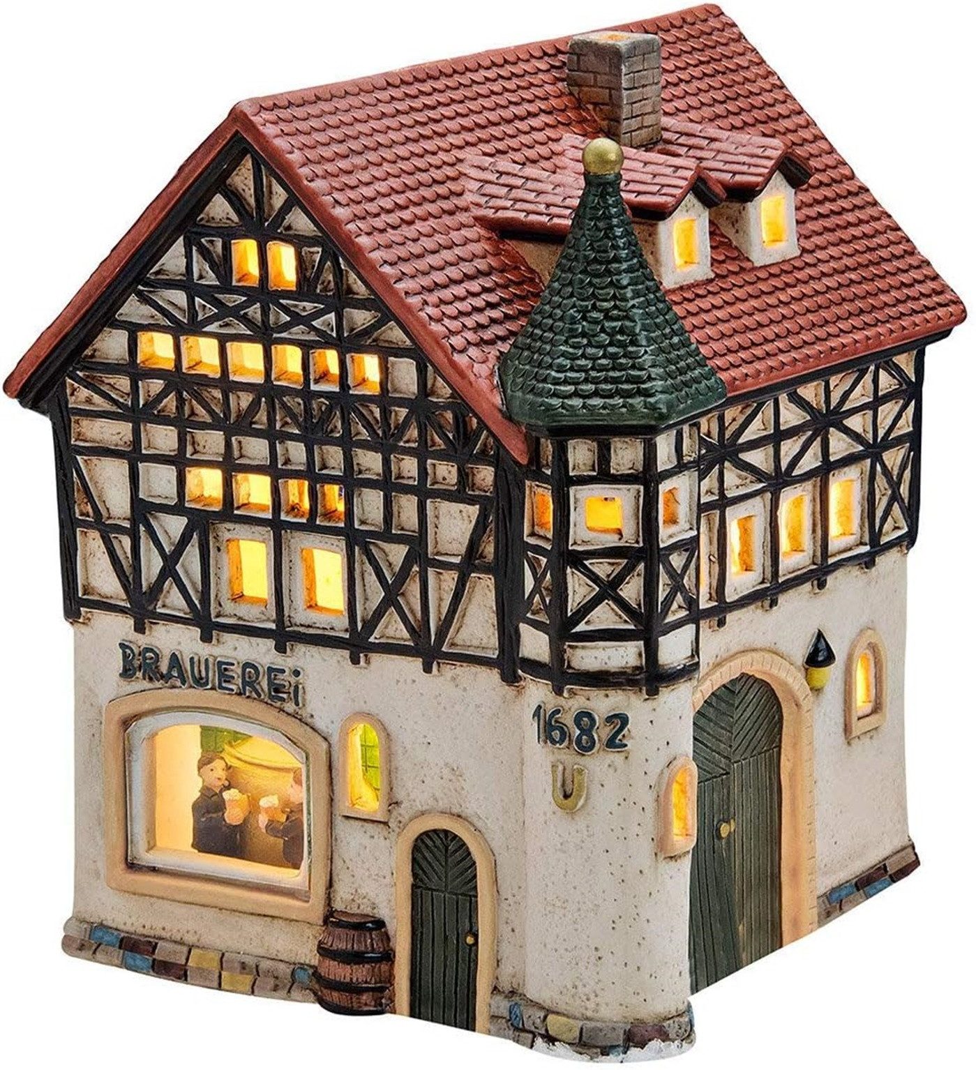 Wurm Dekoobjekt Miniatur-Weihnachtsdorf-Lichthaus Brauerei