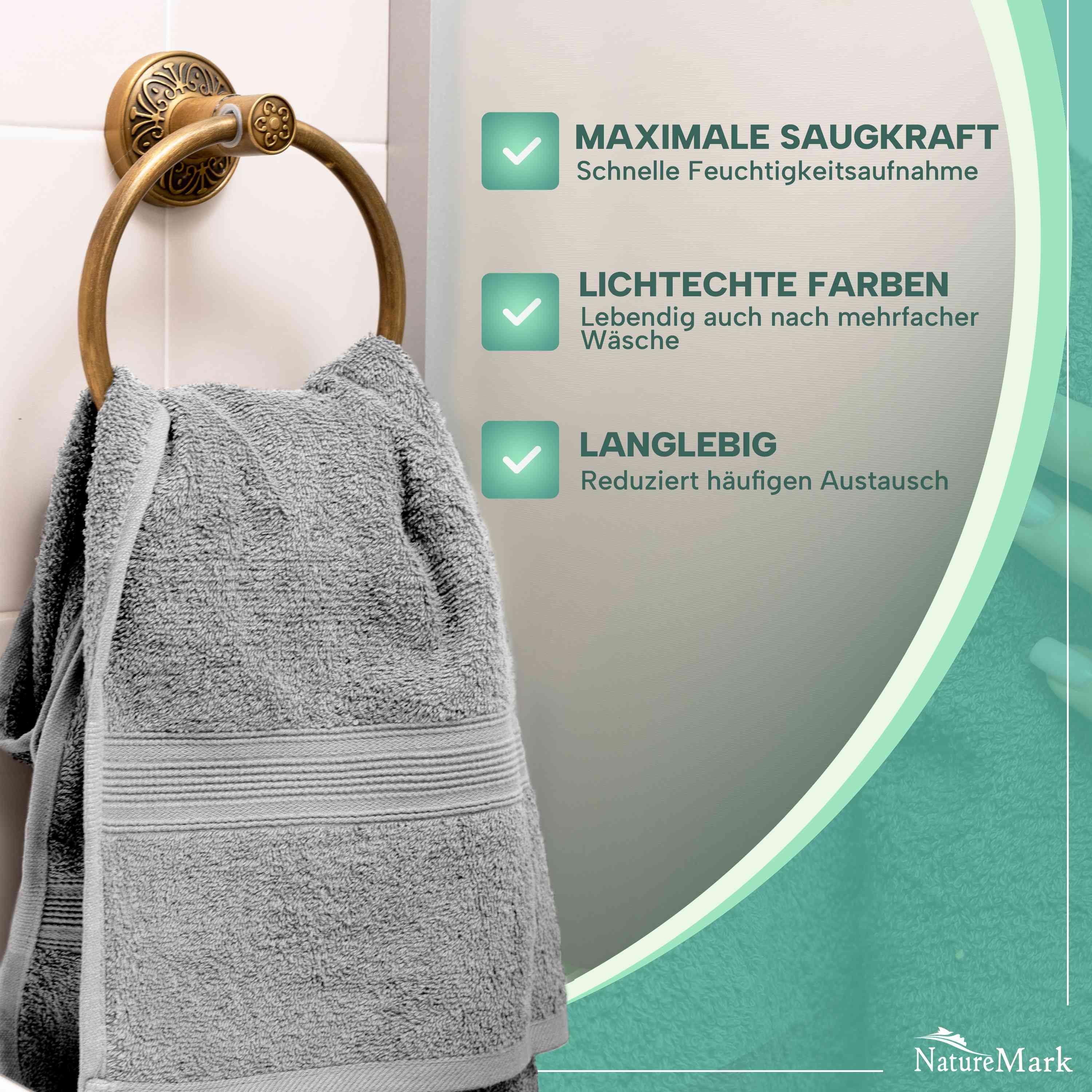 NatureMark Handtücher 8er-Set Frottier Handtücher 50x100cm, 100% Baumwolle günstig online kaufen