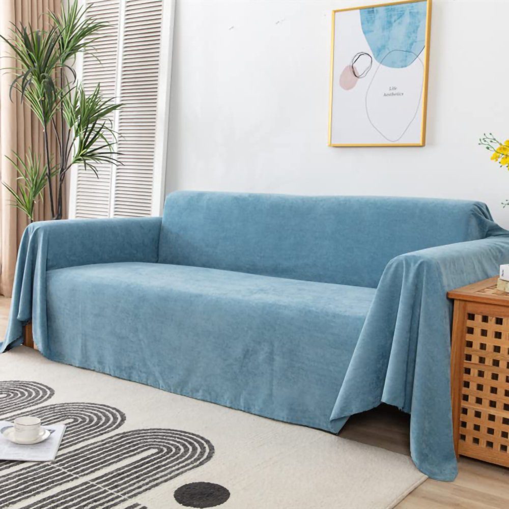 Sofabezug Sofaüberwürfe Abdeckung wasserabweisend rutschfest Couchschutz, Juoungle Blau(180*130cm)