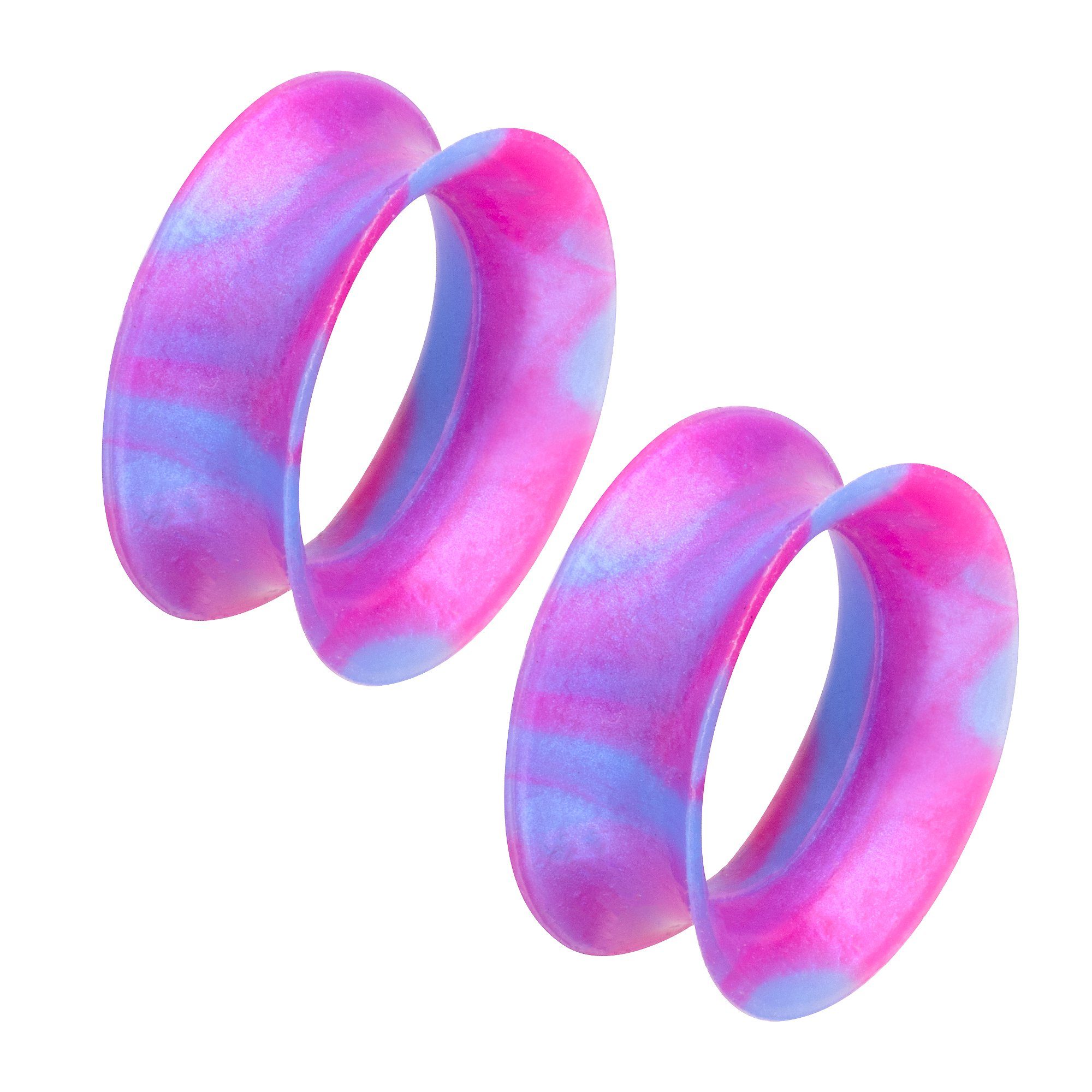 Taffstyle Plug Piercing flexibel Weich 1 Paar zweifarbig Schimmer, Flesh Tunnel Ohr Plug Creole Ohrring Ohrpiercing Tribal extra flexibel Pink - Blau