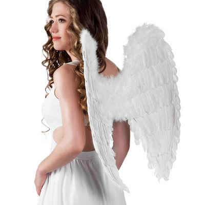 Boland Kostüm-Flügel Weiße Federflügel 65 x 65 cm, Engelsflügel aus echten Federn