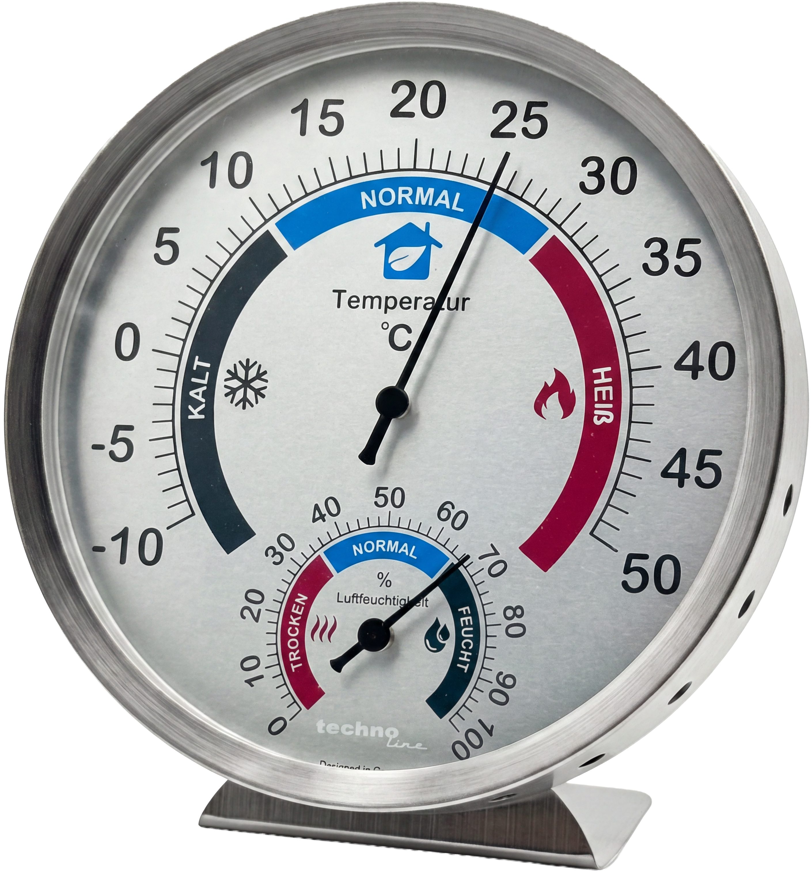 technoline Raumthermometer WA 3045, Thermo-/ Hygrometer zur Raumklima Überwachung, zum Aufstellen & hängen