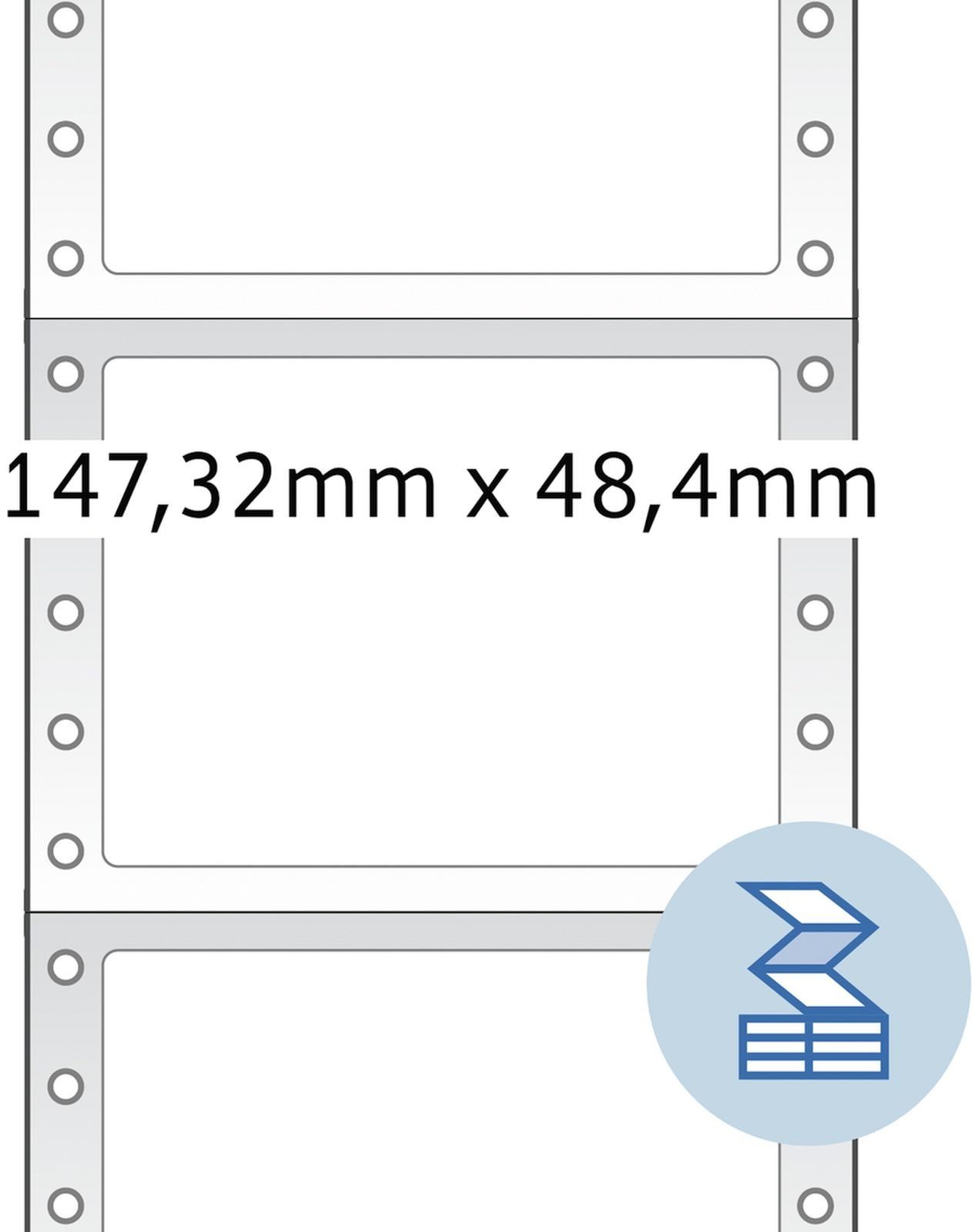 Thumbnail - HERMA Etikettenrolle Computeretiketten endlos 147,32x48,4mm 1-bahnig perforiert VE=6000 Stü