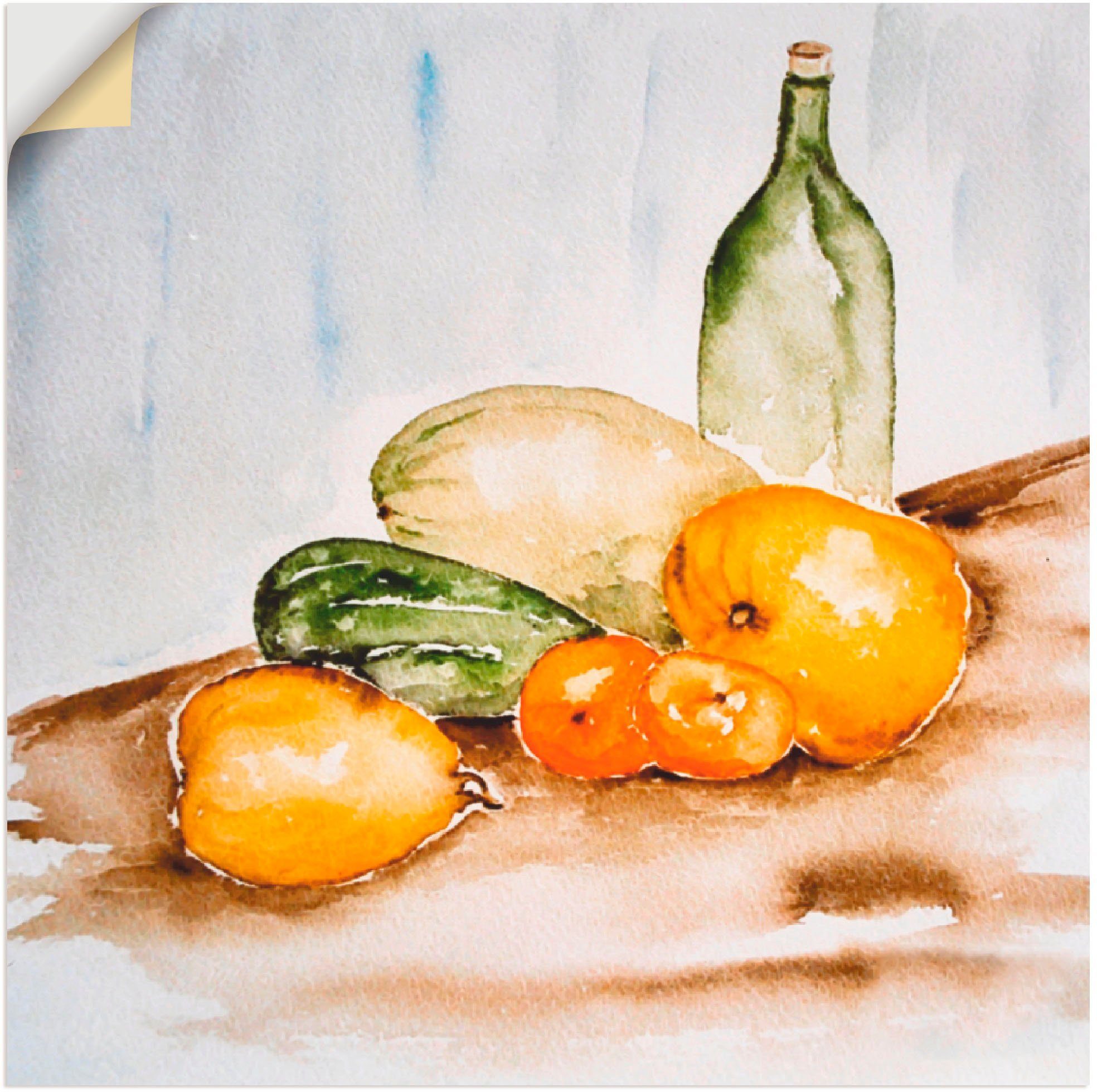 Artland Wandbild Obst und Gemüse Aquarell, Lebensmittel (1 St), als Leinwandbild, Wandaufkleber oder Poster in versch. Größen