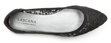 LASCANA Ballerina Slipper Halbschuh, Ballerina mit floraler Spitze VEGAN