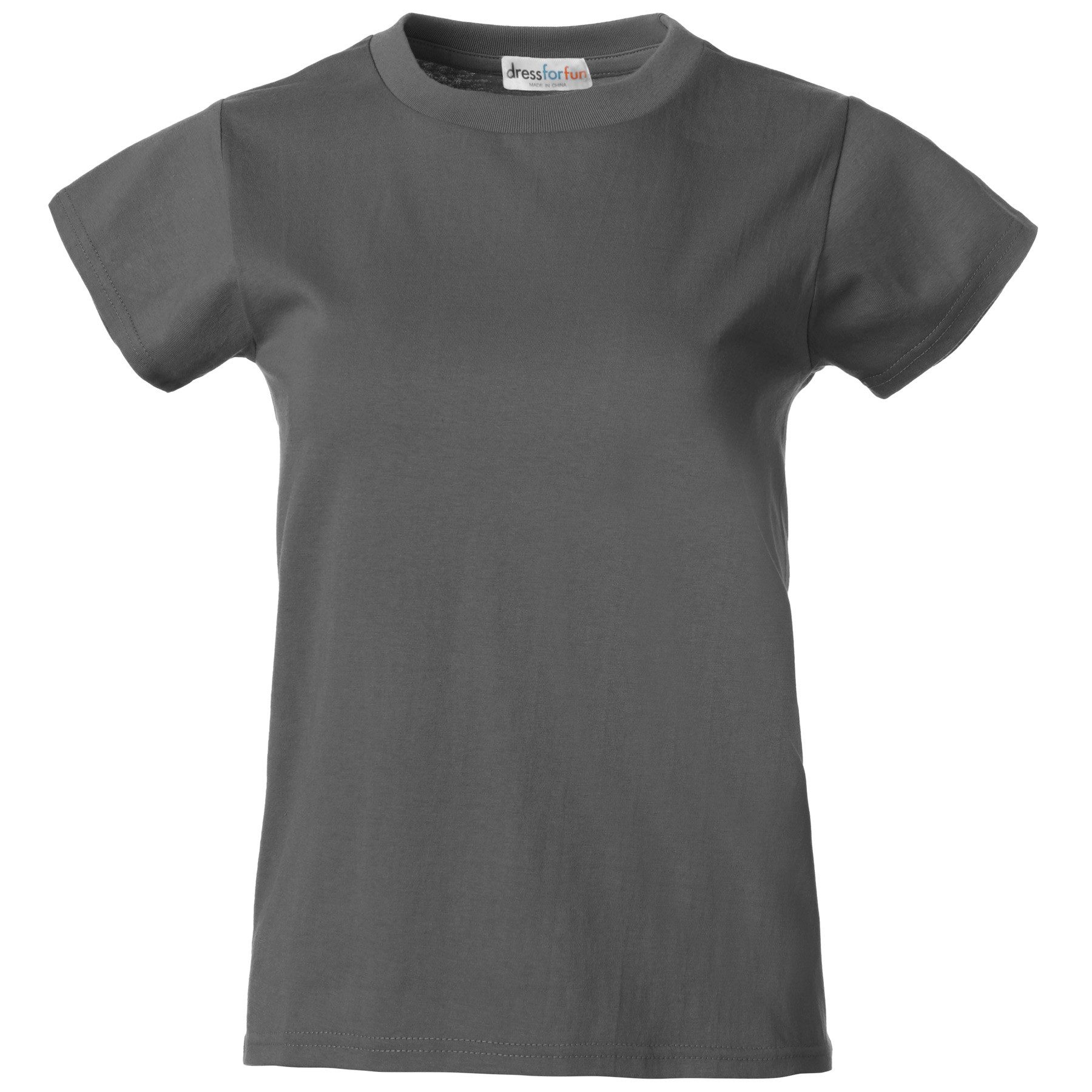 dressforfun T-Shirt Kurzarmtop, Für viele Outfits & Auftritte, Rundhals mit (Freizeitoberteil, Konfektionsgröße XXL in grau) Einfarbiges T-Shirt für Frauen, Fes – Bild 2 von 5