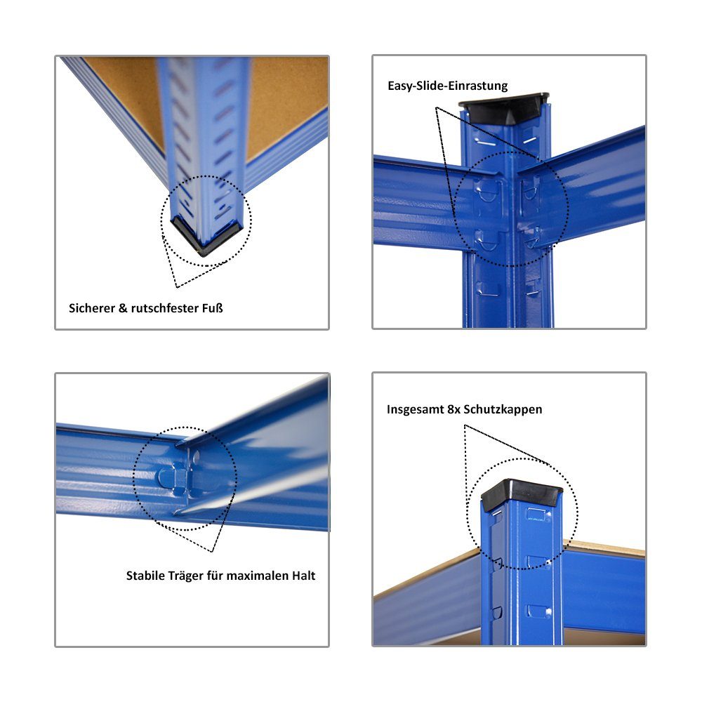 Schwerlastregal Odin, Schwerlastregal Verschieden 180x90-120x60cm, HxBxT Farben Blau PROREGAL®