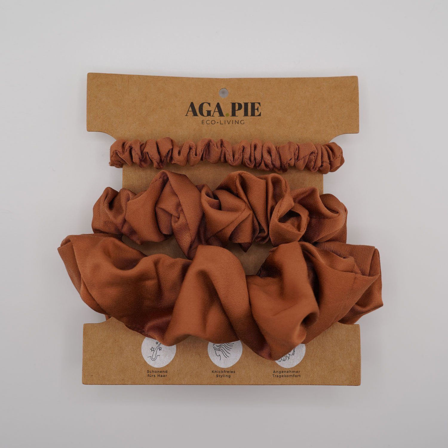 AGA.PIE Haargummi Scrunchie-Set, aus 100% Lyocell aus Bambus-Cellulose, besonders sanft zum Haar