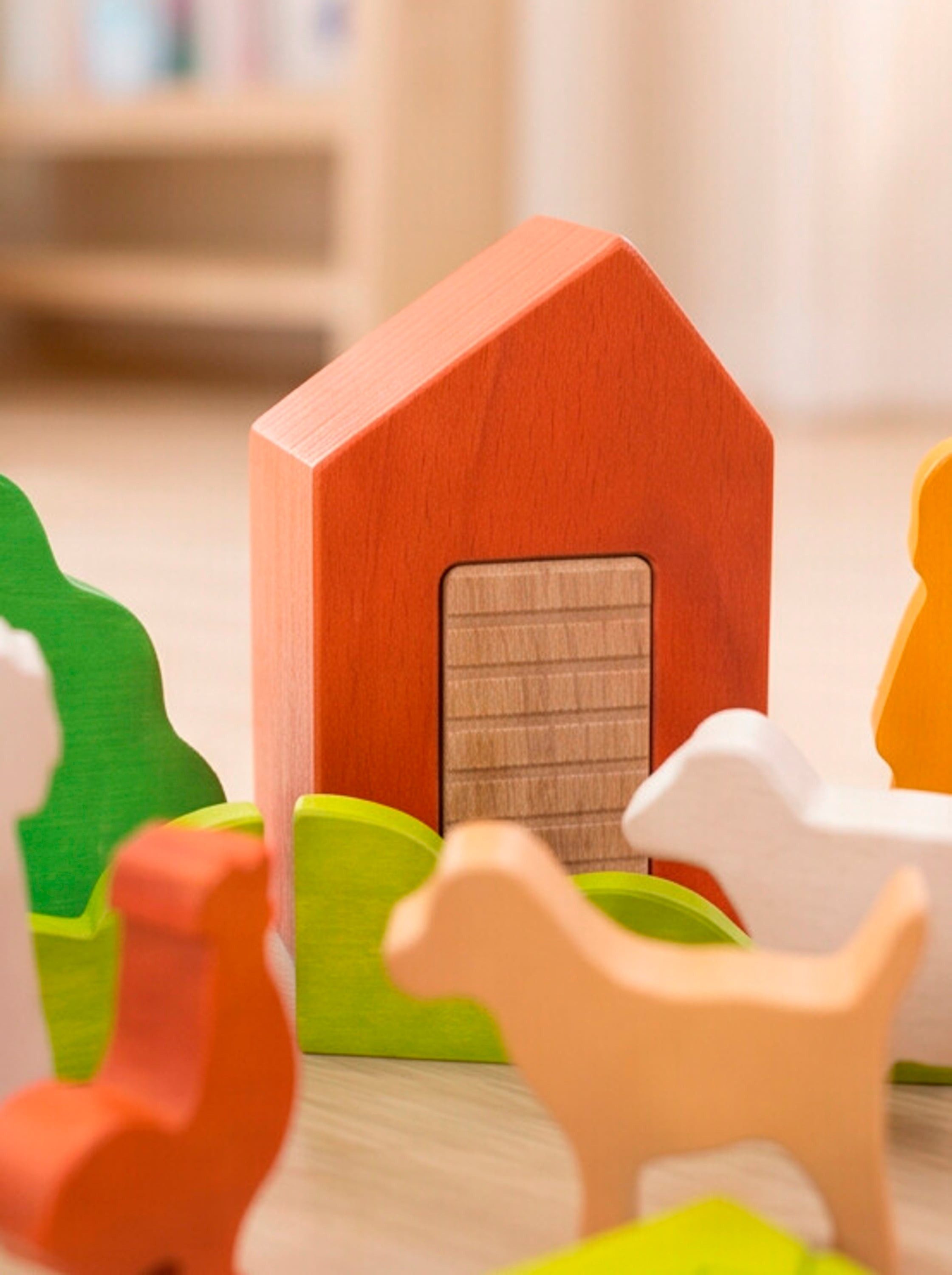 Betzold Bausteinset „Bauernhof“ – Holzspiel für Rollenspiele Spielbausteine