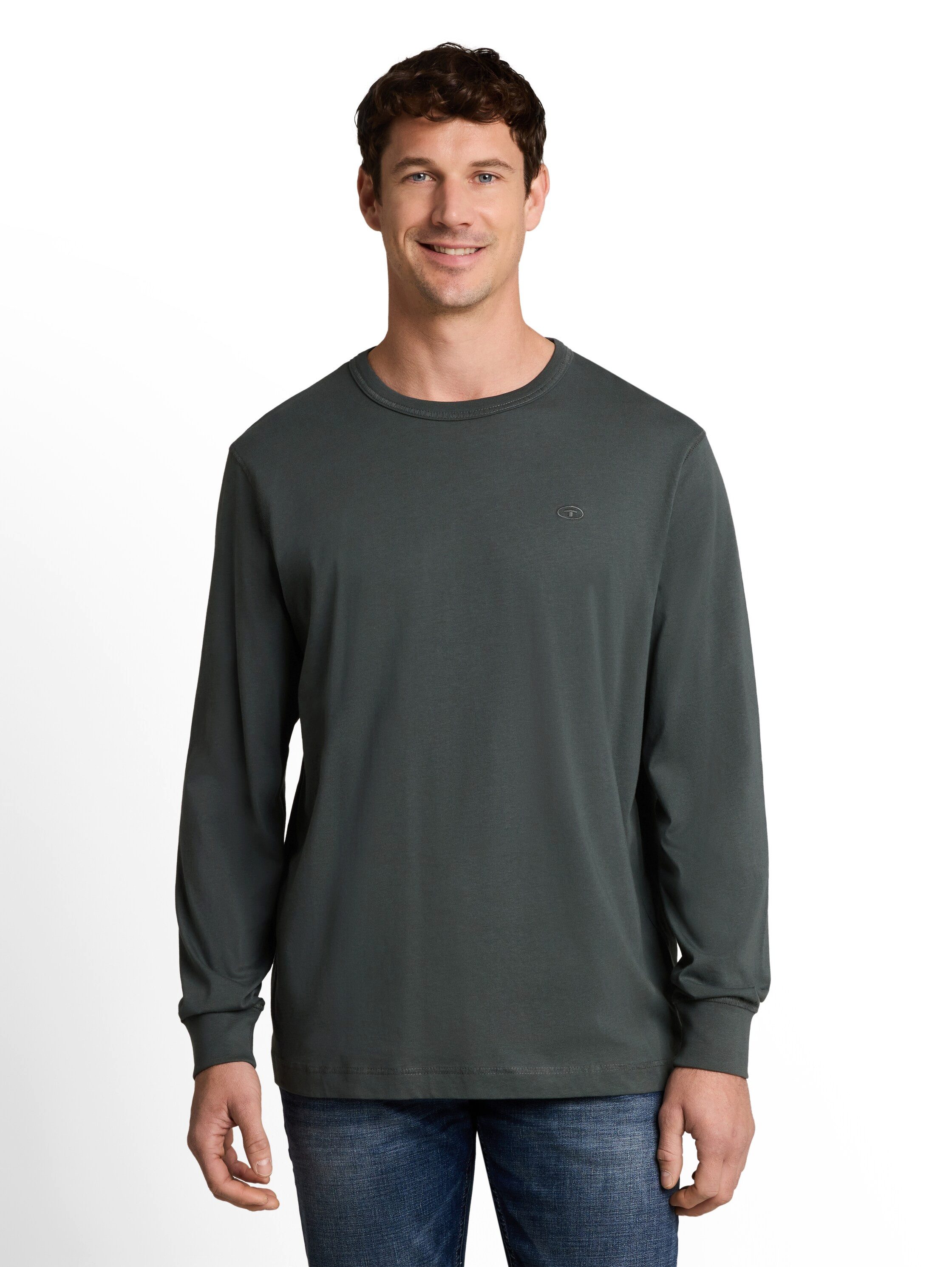 TOM TAILOR Langarmshirt mit Logo Stickerei
