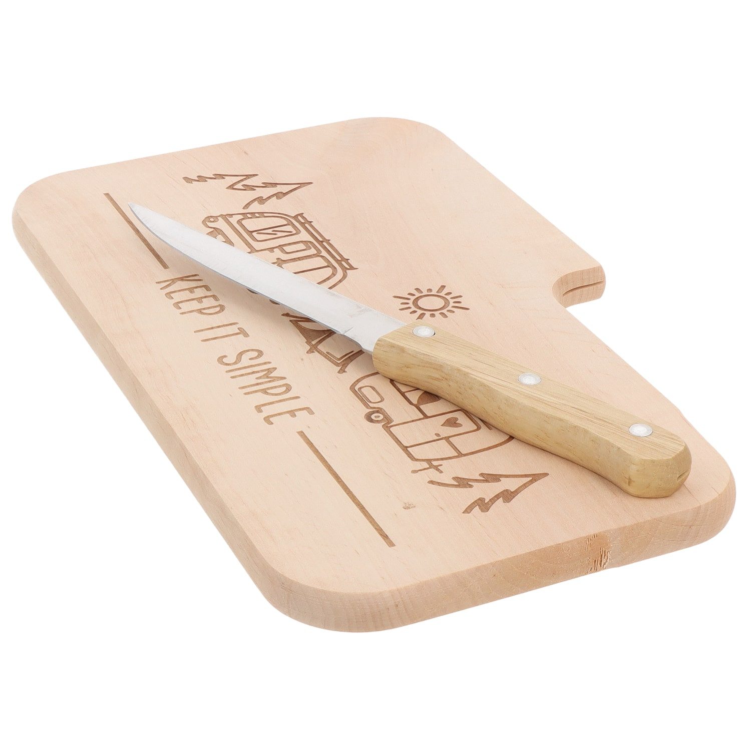 Spruchreif® Brotschneidebrett Brotzeitbrett mit Gravur · Holzbrett mit Messer · Outdoor Geschenke