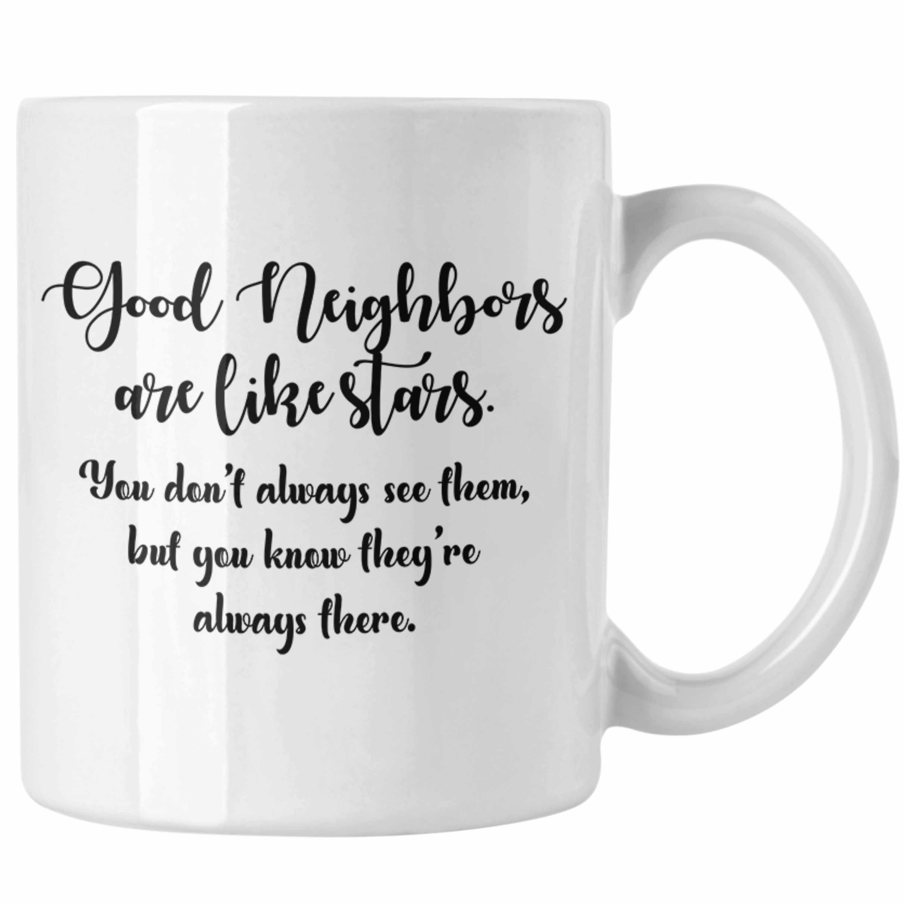 Trendation Tasse Trendation - Bester Nachbar Geschenk für Nachbarn Tasse Geschenkidee Beste Nachbarn der Welt Nachbarin Weiss