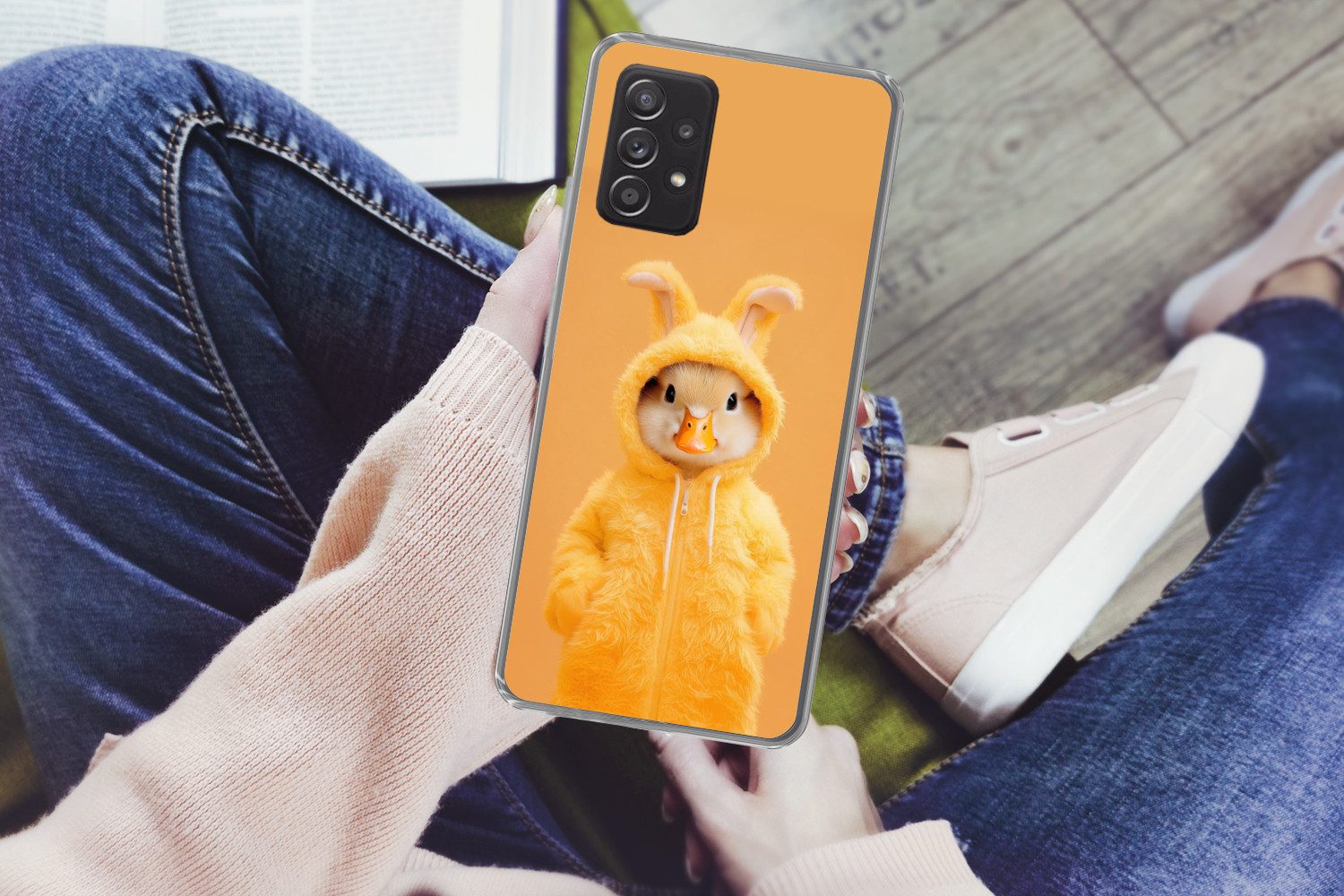 MuchoWow Handyhülle für Samsung Galaxy A53 5G Osterhase - Kostüm - Ente, Phone Case, Silikon, Schutzhülle Dünn