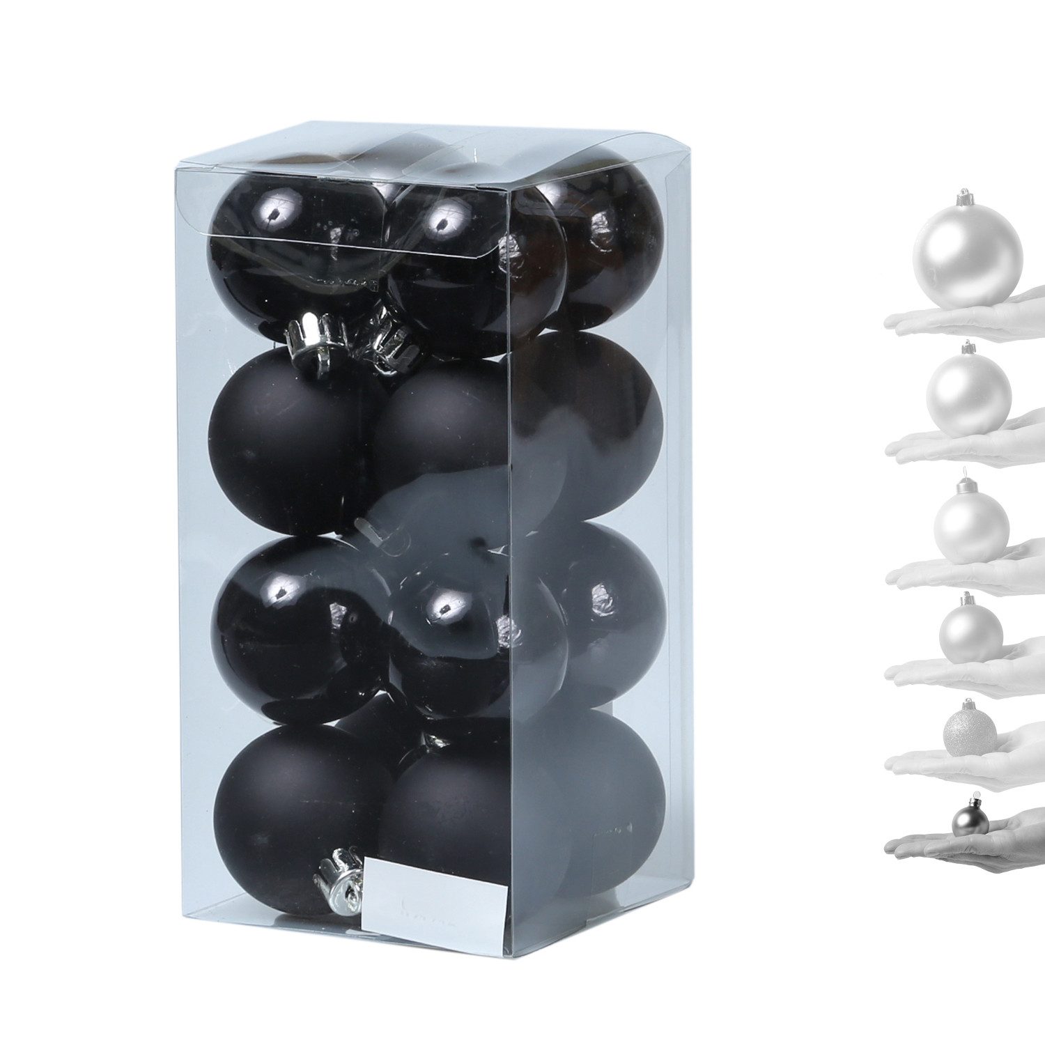 MARELIDA Weihnachtsbaumkugel Christbaumkugeln Weihnachtskugeln bruchfest 4cm schwarz 16er Set (16 St)