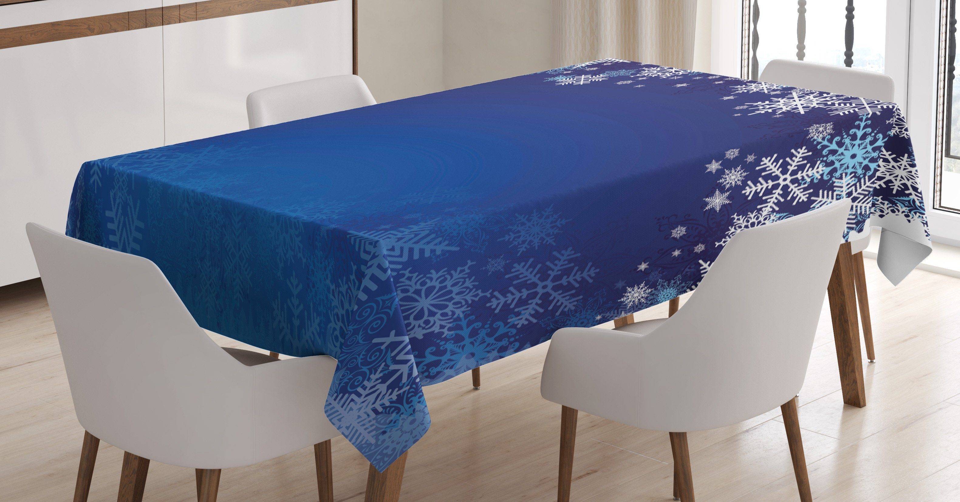 Abakuhaus Tischdecke Farbfest Waschbar Für den Außen Bereich geeignet Klare Farben, Weihnachten verschiedene Schneeflocken