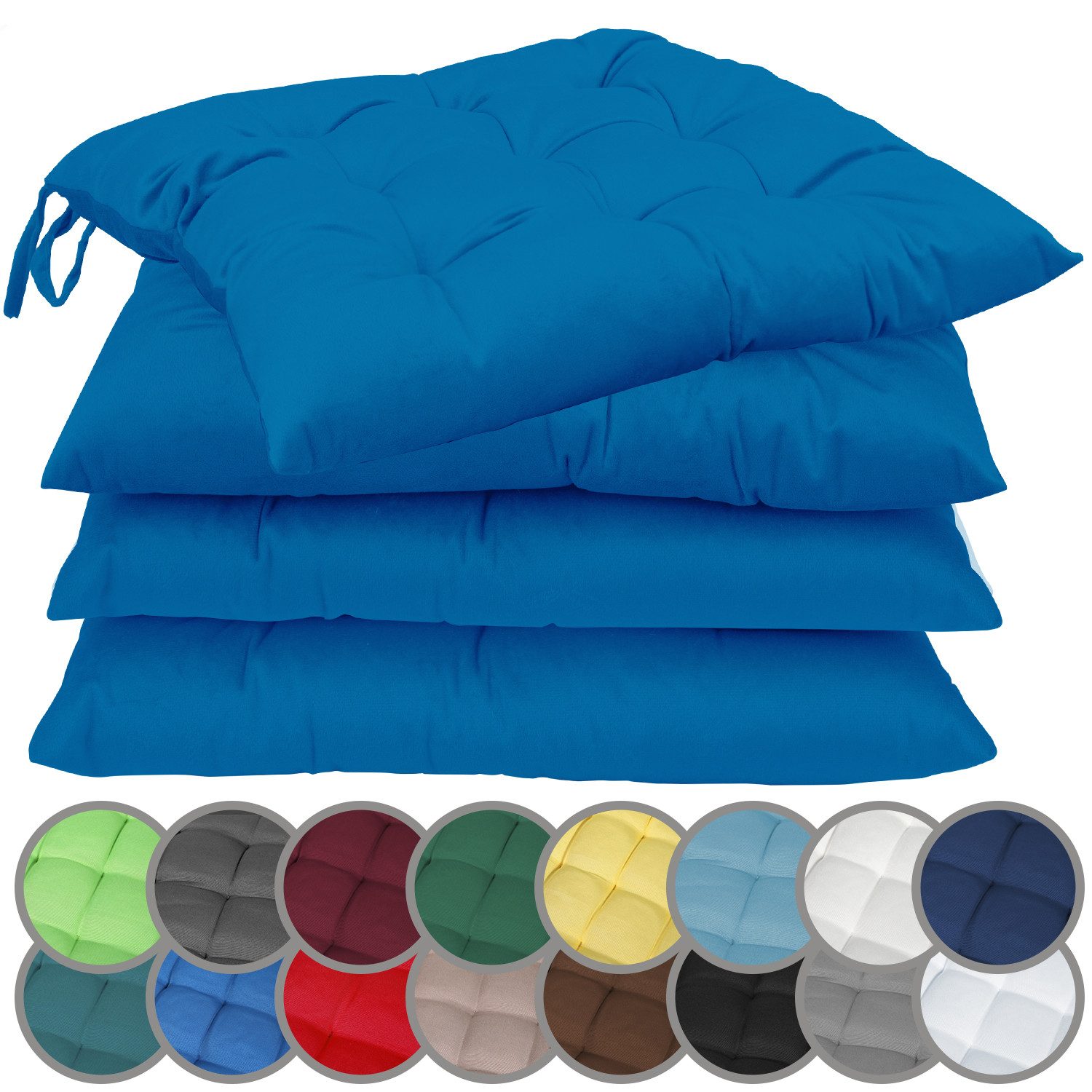 NatureMark Sitzkissen 4er-Set Stuhlkissen 40x40cm mit Bändern, Sitzpolster günstig online kaufen