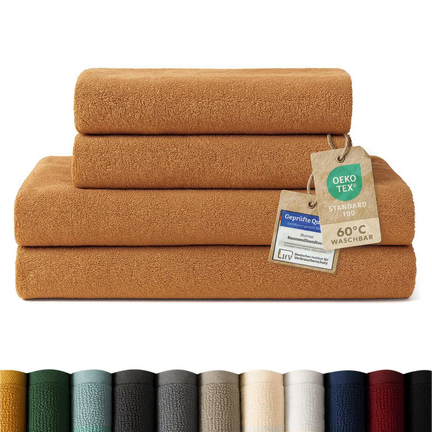 Blumtal Handtuch Set Premium 4/6-tlg. Frottier Dusch- (70x140 cm) & Handtuch (50x100 cm), Frottee (Set, 4-St), 100% Baumwolle, Oeko-TEX Zertifiziert