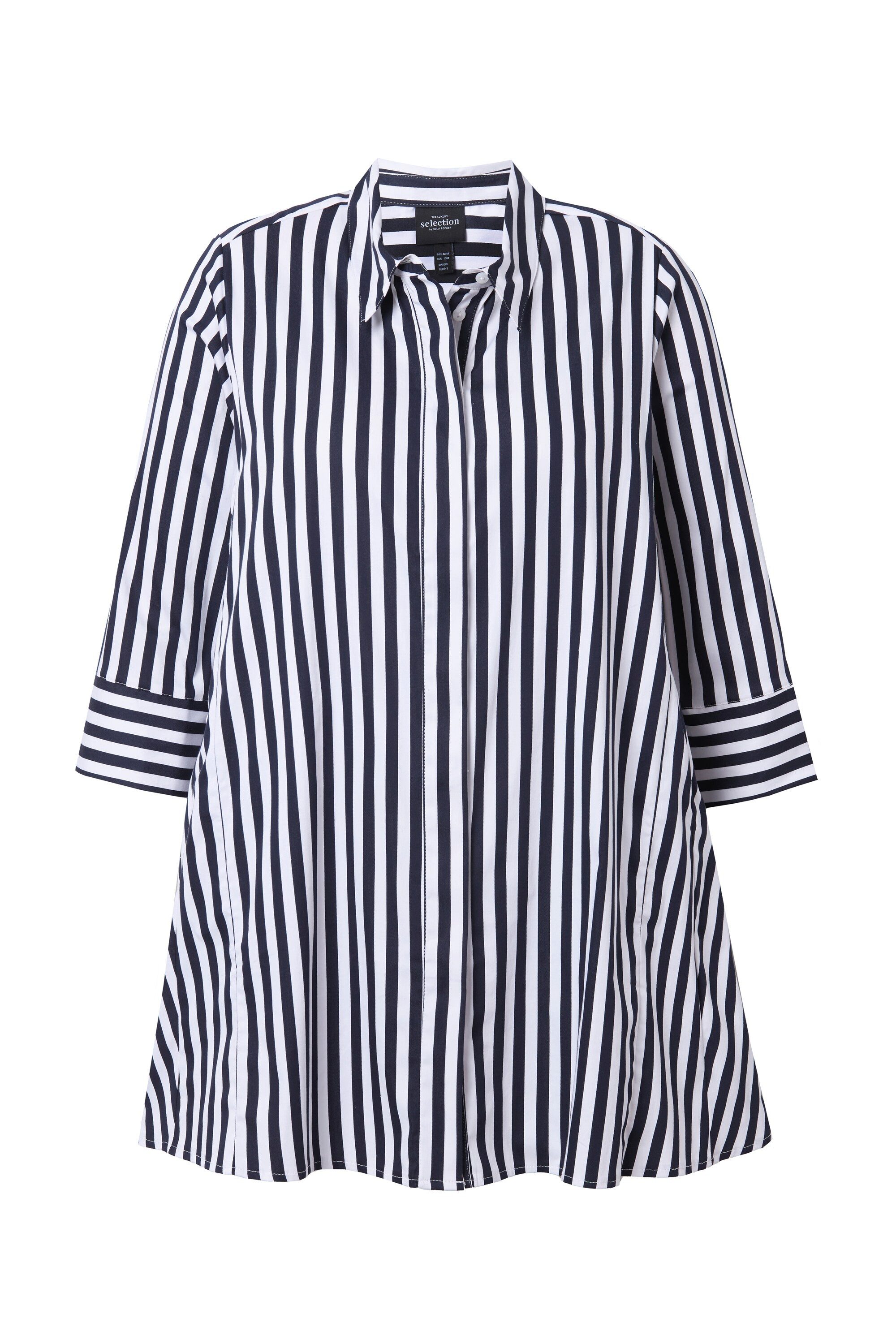 Ulla Popken Hemdbluse Bluse Streifen Godetfalten günstig online kaufen
