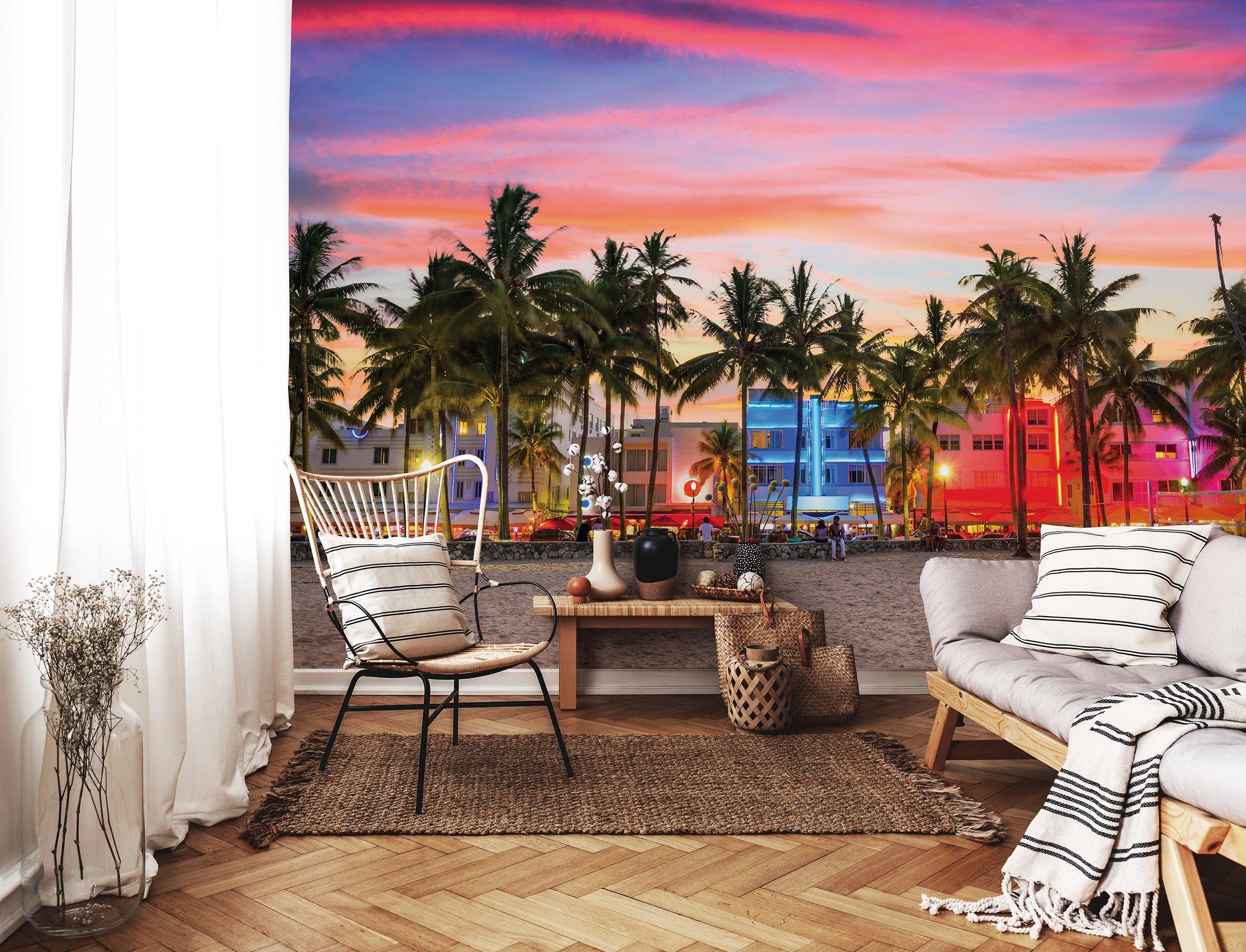 Wallarena Fototapete Miami Strand Palmen Vlies Tapete Wohnzimmer Schlafzimm günstig online kaufen
