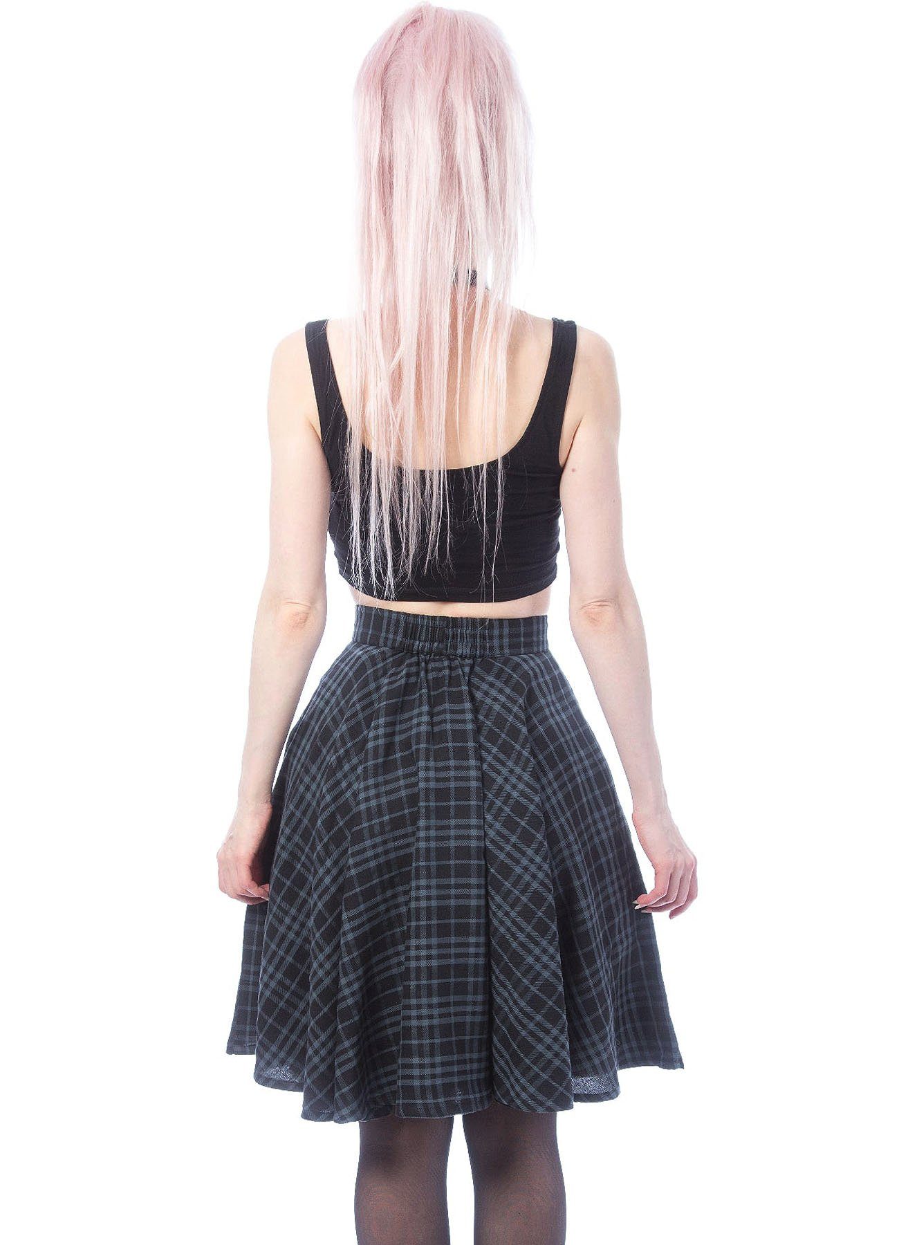 Heartless A-Linien-Rock Isadora Grau Kariert Punk Karo Goth Tartan A- Linie günstig online kaufen