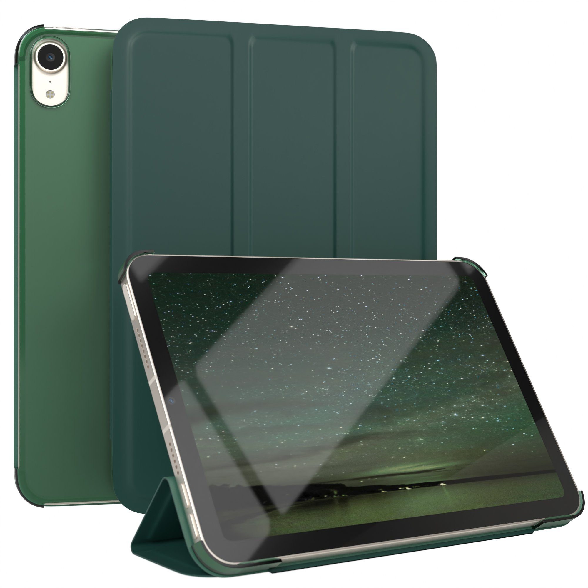 EAZY CASE Tablet-Hülle Smart Case für Apple iPad Mini 6. Generation 2021 8,3 Zoll, Tablet Schutzhülle aufstellbar Flip Cover Bookstyle Hülle Dunkelgrün