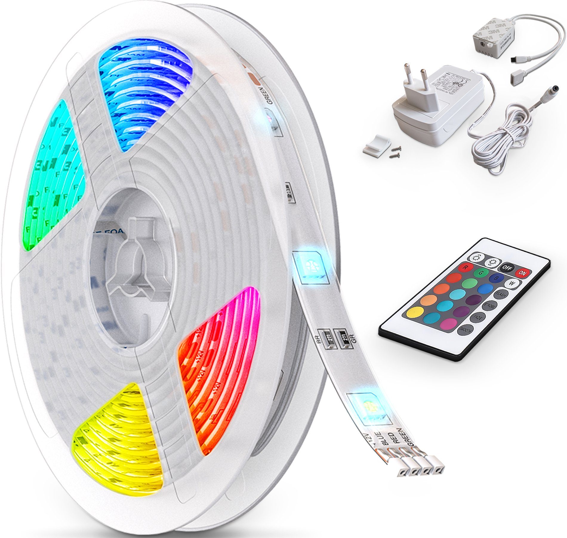 Beliebter neuer Artikel B.K.Licht LED Stripe BK_LS1013 LED RGB, 150-flammig, Meter, LED-Band, mit mit 5 Leiste bunt, Strip, Fernbedienung, Kürzbar Selbstklebend, LED Farbwechsel