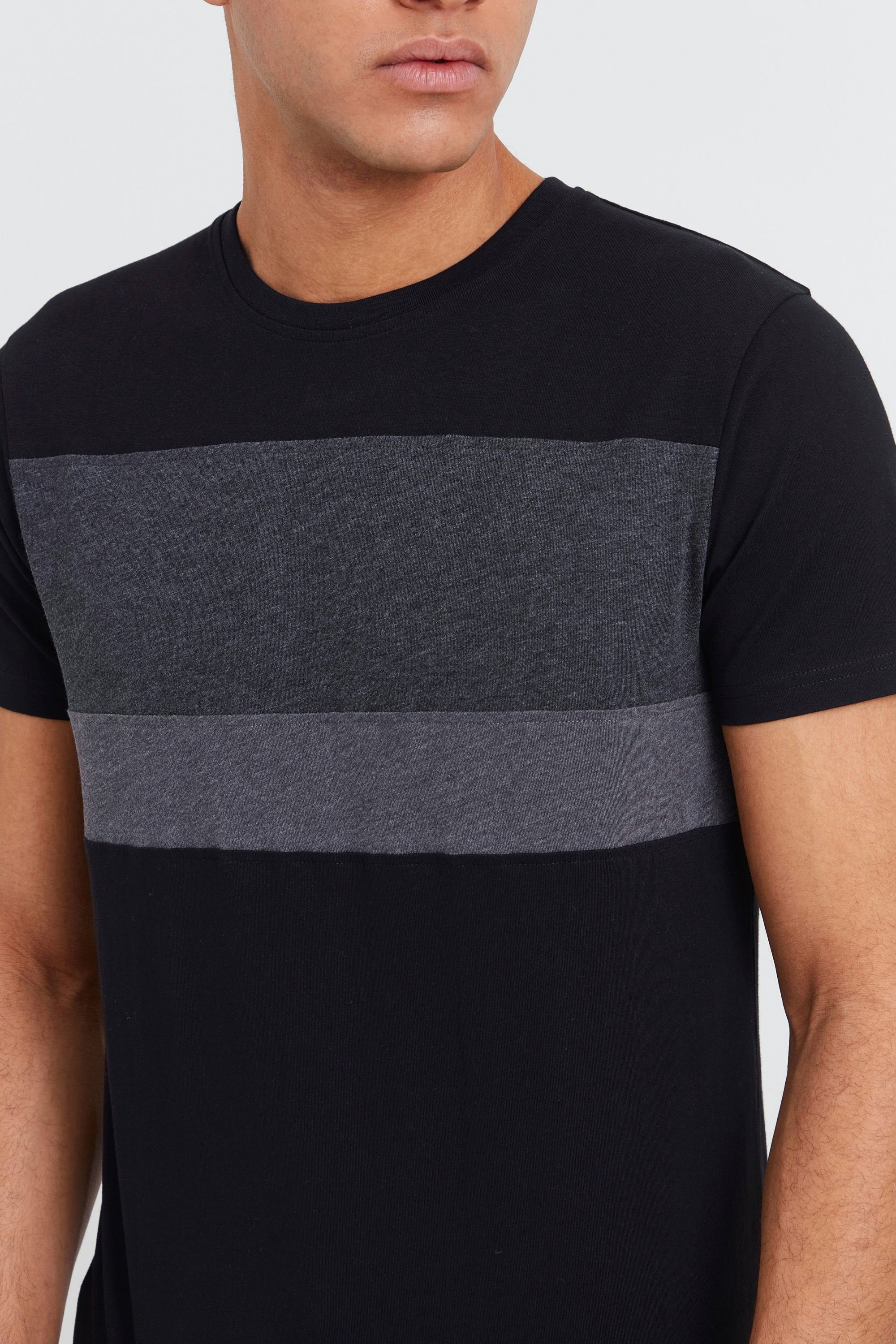 (9000) in Black T-Shirt Tricolor !Solid SDSascha Rundhalsshirt Streifenoptik