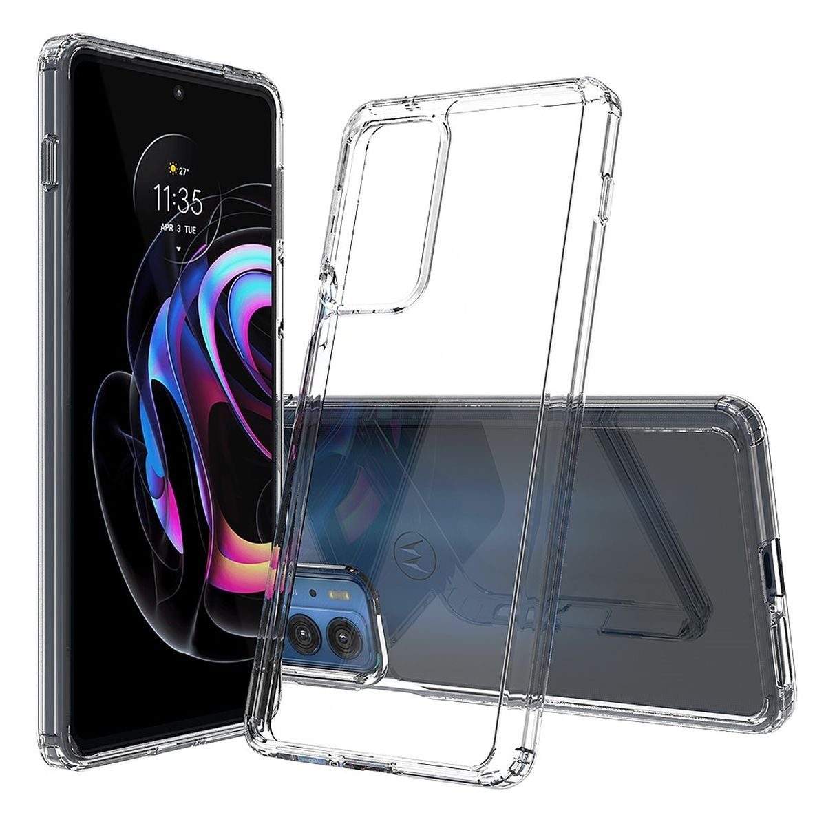 CoverKingz Handyhülle Hülle für Motorola Edge 20 Pro Handyhülle Hybrid Silikon Case Bumper 17,02 cm (6,7 Zoll), Handyhülle Schutzhülle Transparent Hybrid Silikonhülle Bumper