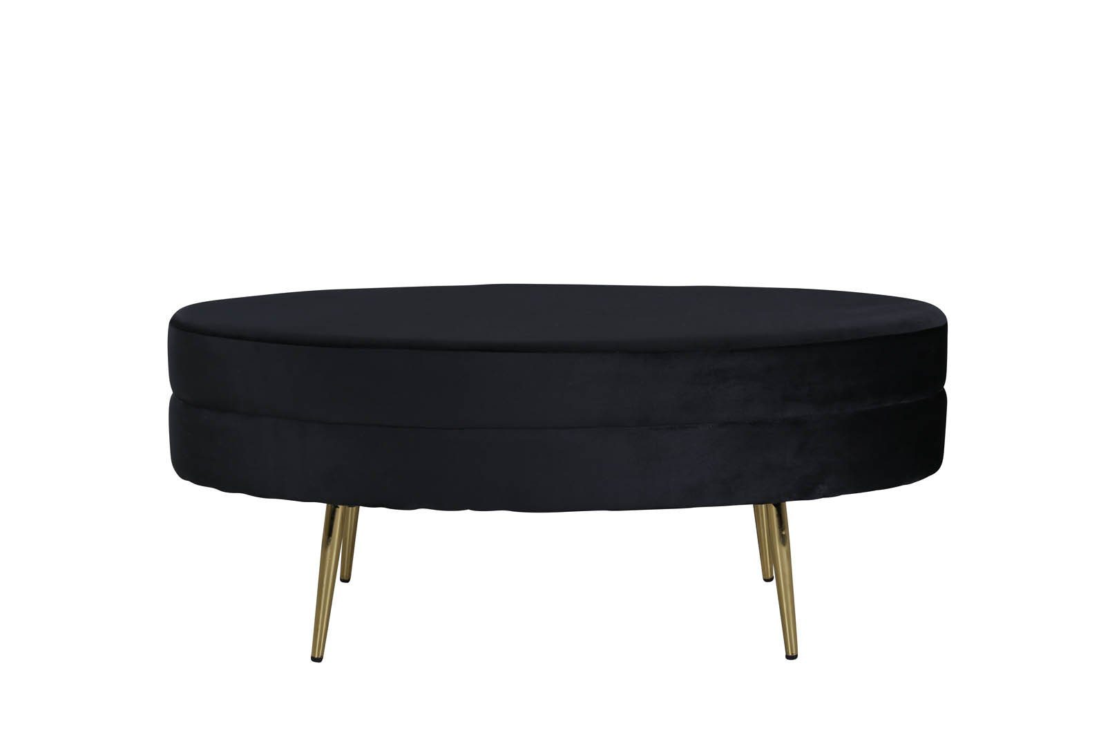 ebuy24 Pouf Otto Pouf, Hocker Velour schwarz, Messing. (1-St)