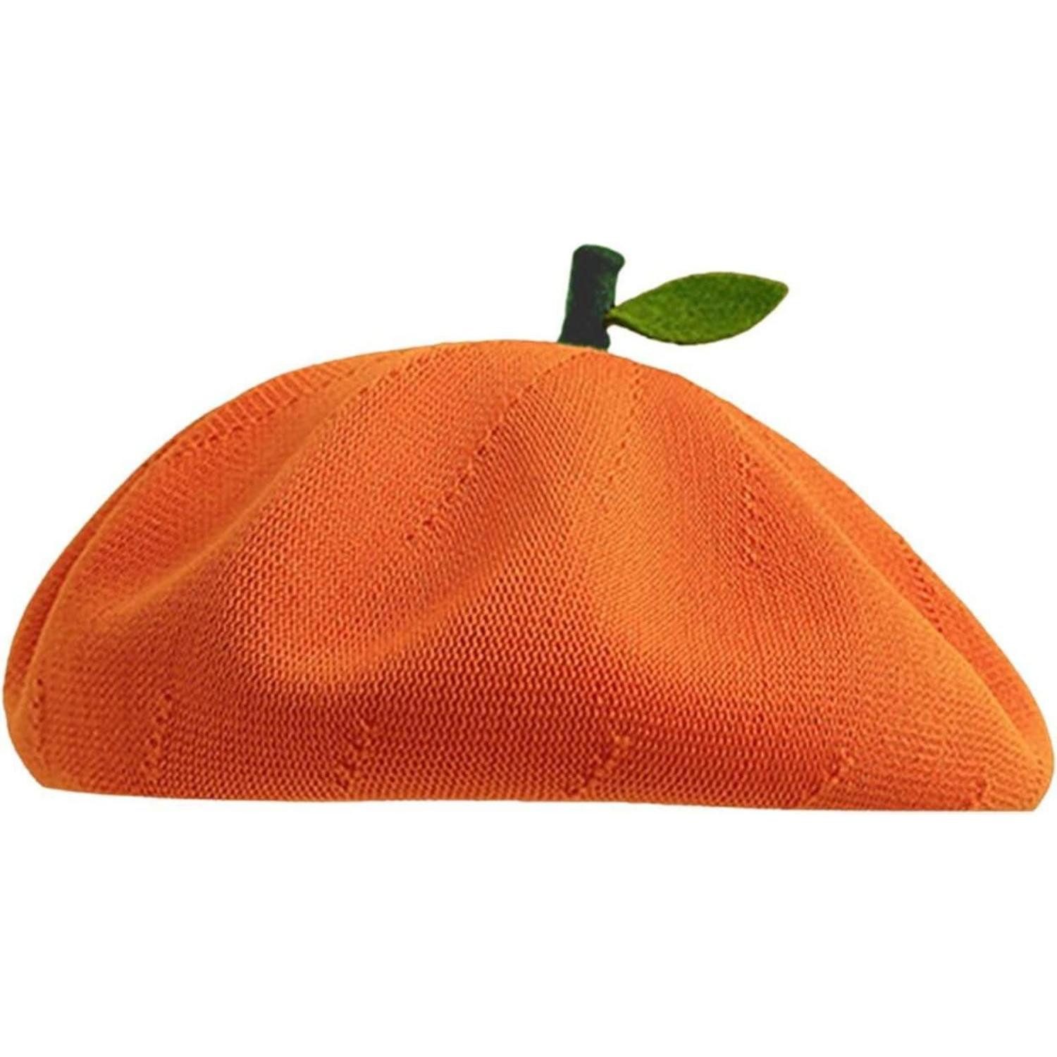 LuxusKollektion Baskenmütze Baskenmütze Damen Barett Beanie Beret Atmungsaktiv M-L Orange