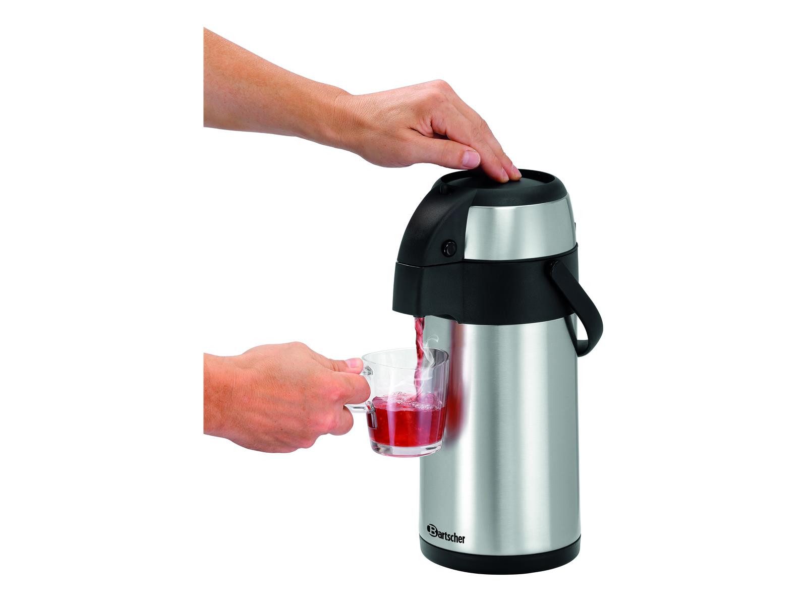 Bartscher Pump-Isolierkanne Isolierpumpkanne 3L, 3 Liter, Edelstahl, 150992