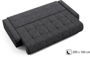 Beautysofa Schlafsofa Draco, mit Schlaffunktion, Bettkasten, Freistehendes, 3 Sitzer Polstersofa, aus Velours, modern