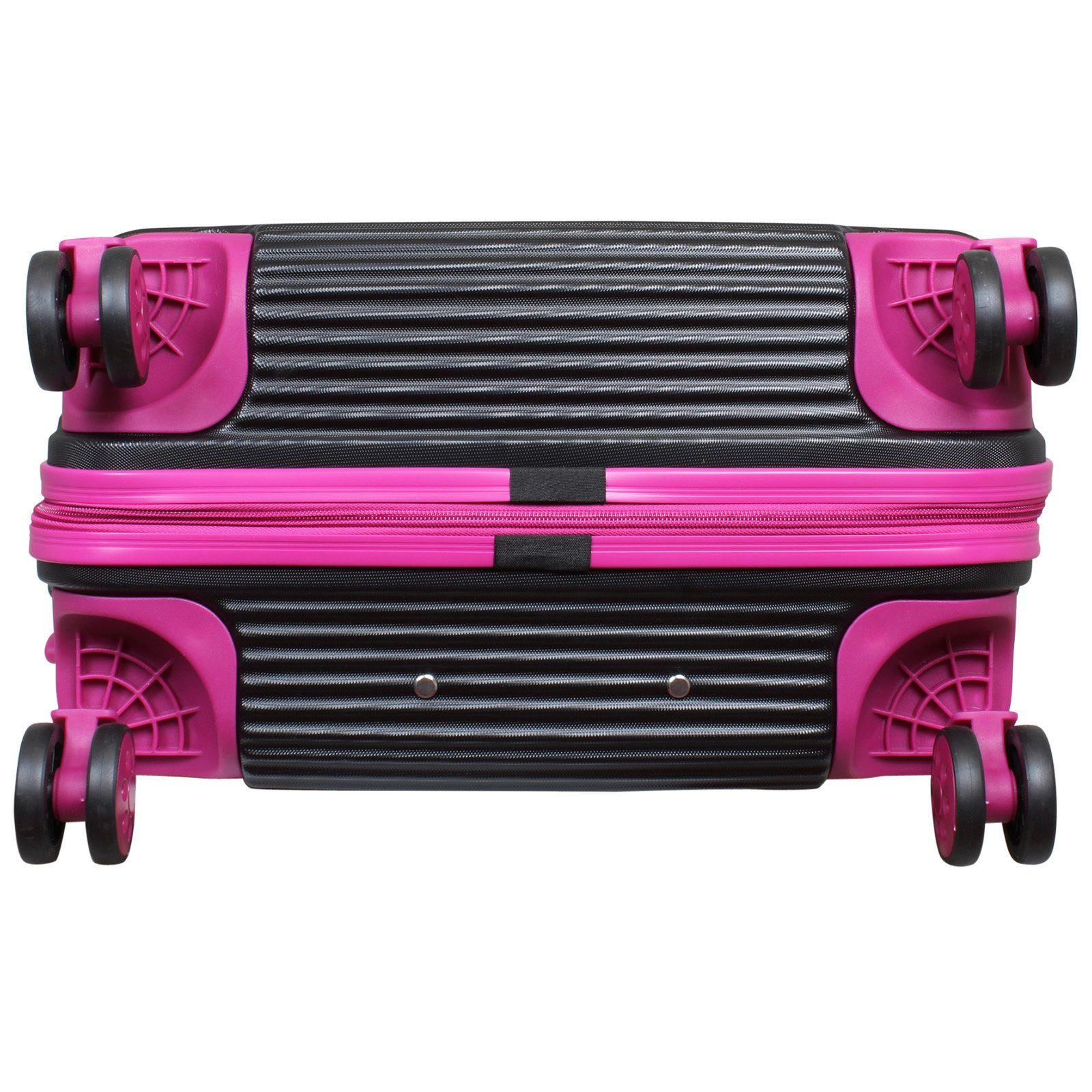 Trendyshop365 Hartschalen-Trolley Santorin, 4 Farben, Rollen, schwarz-pink Zahlenschloss, Hartschale, robust und Größen, Zwillingsrollen, leicht 3 4
