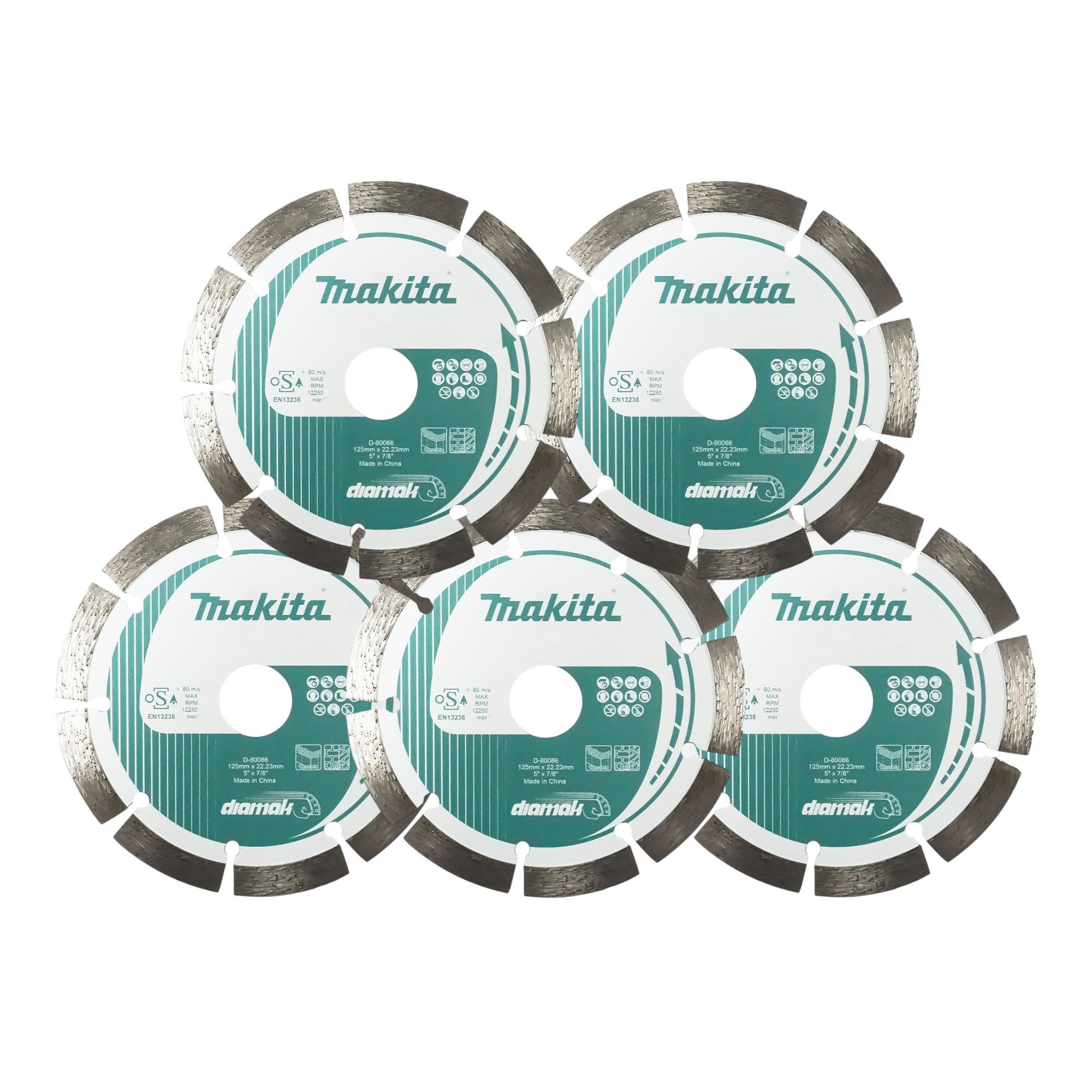 Makita Diamanttrennscheibe 5x Diamak 125 x 22,23 mm (5x D-80086)