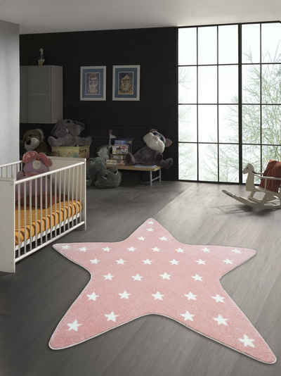 Kinderteppich Kinderzimmer Teppich Stern in Rosa, TeppichHome24, Rund, Höhe: 13 mm