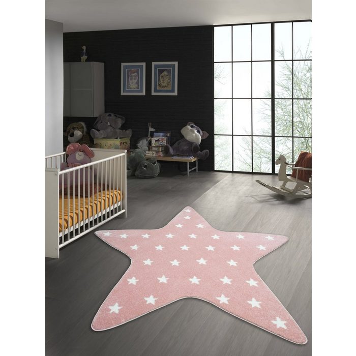 Kinderteppich Kinderzimmer Teppich Stern in Rosa TeppichHome24 Rund Höhe: 13 mm